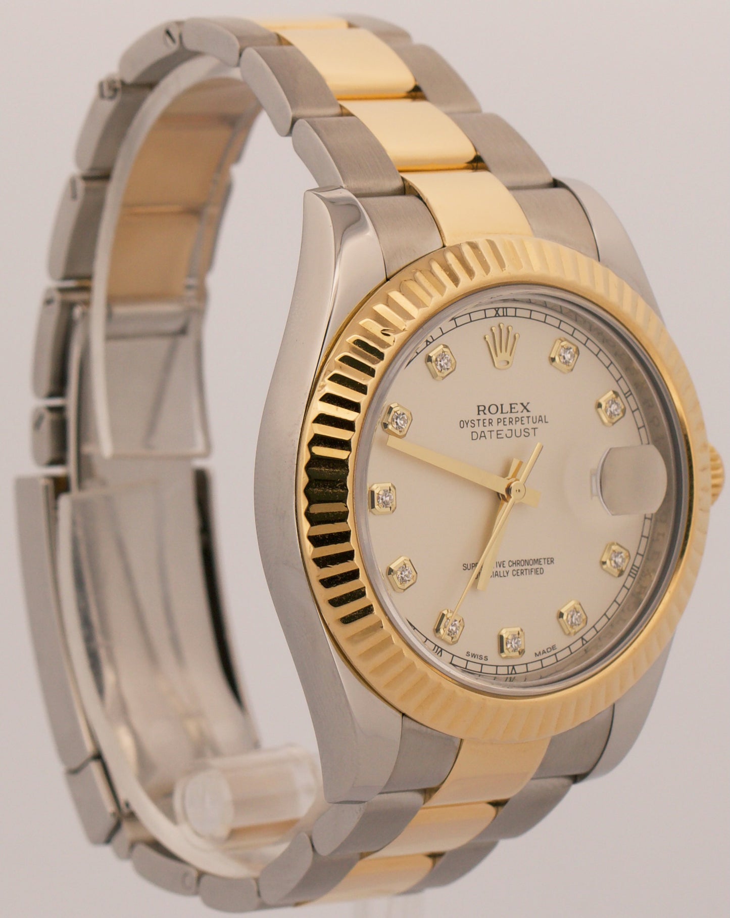 Rolex Datejust II 116333 Ivory Diamond 18K Yellow Gold Steel Oyster 41mm Watch