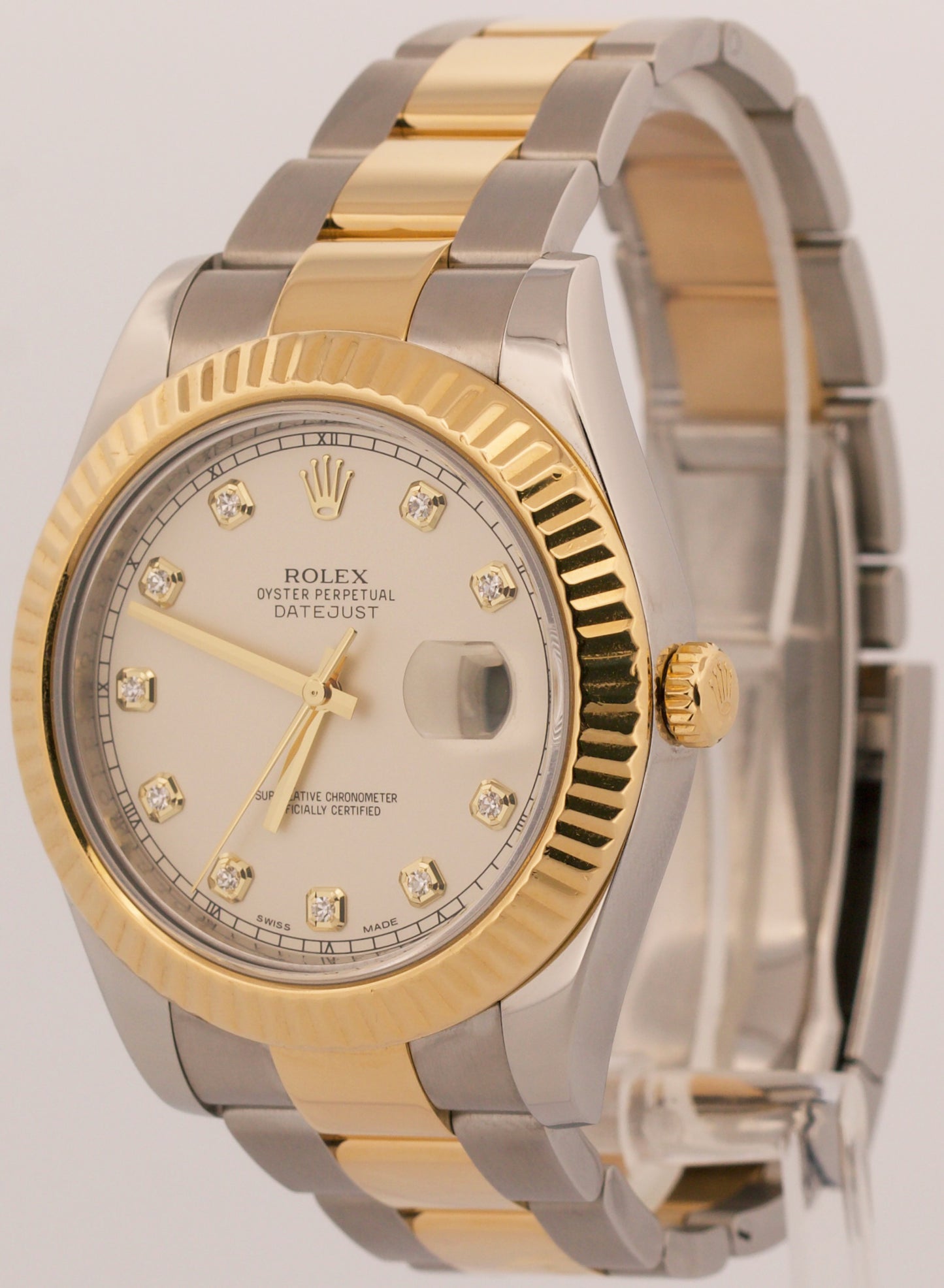 Rolex Datejust II 116333 Ivory Diamond 18K Yellow Gold Steel Oyster 41mm Watch