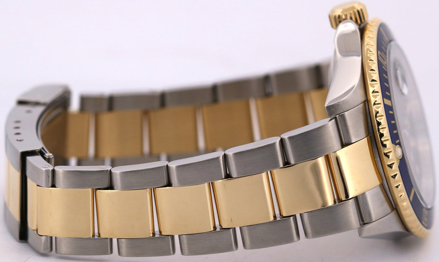 Rolex Submariner Date 40mm BLUE No-Holes REHAUT Steel 18K Yellow Gold 16613