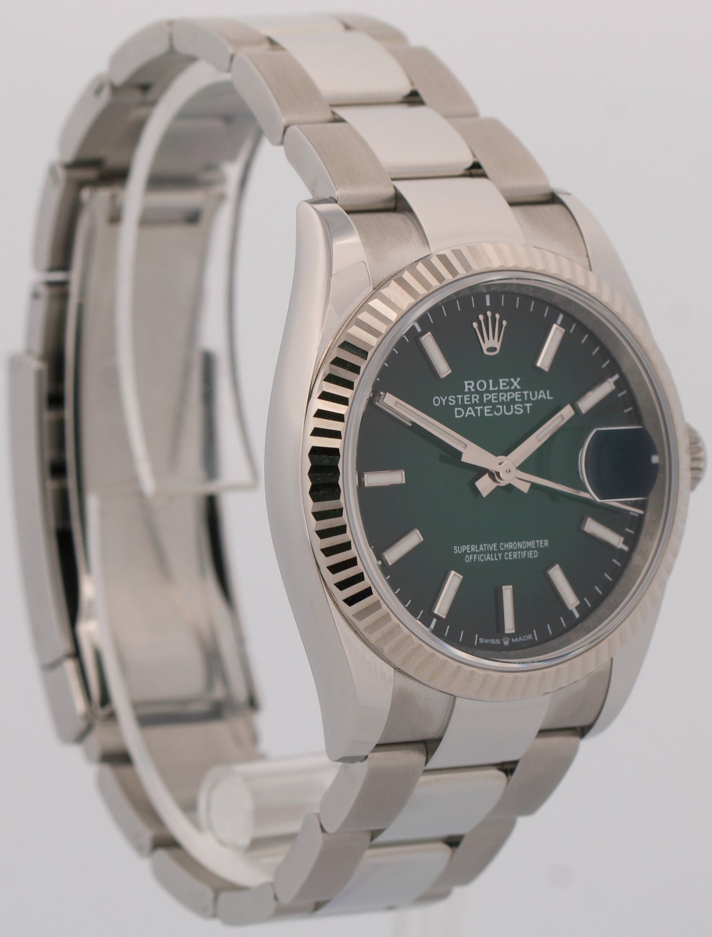 NEW JUNE 2026 PAPERS Rolex DateJust 36 GREEN OMBRE 18K Steel OYSTER 126234 BOX