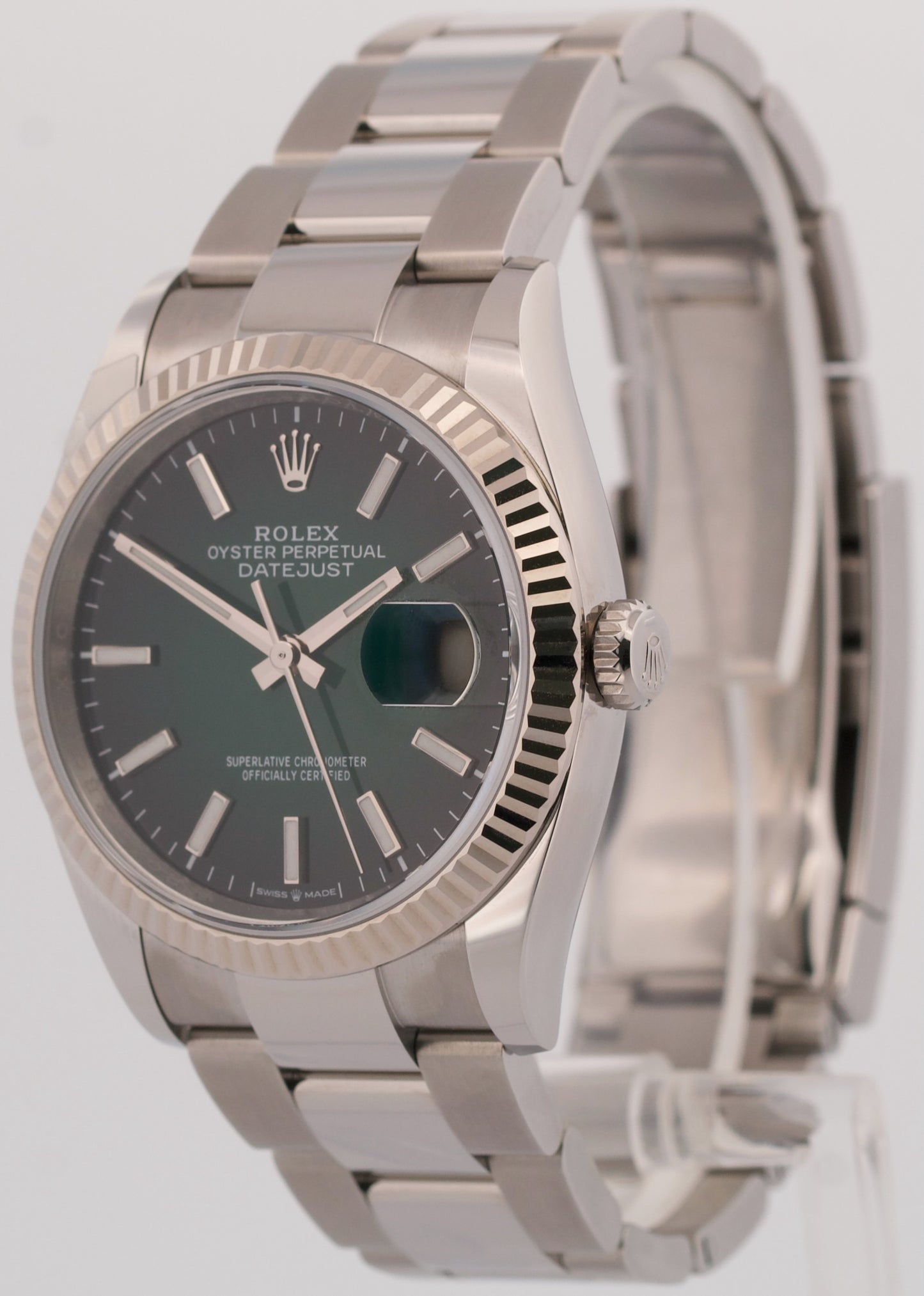 NEW JUNE 2026 PAPERS Rolex DateJust 36 GREEN OMBRE 18K Steel OYSTER 126234 BOX