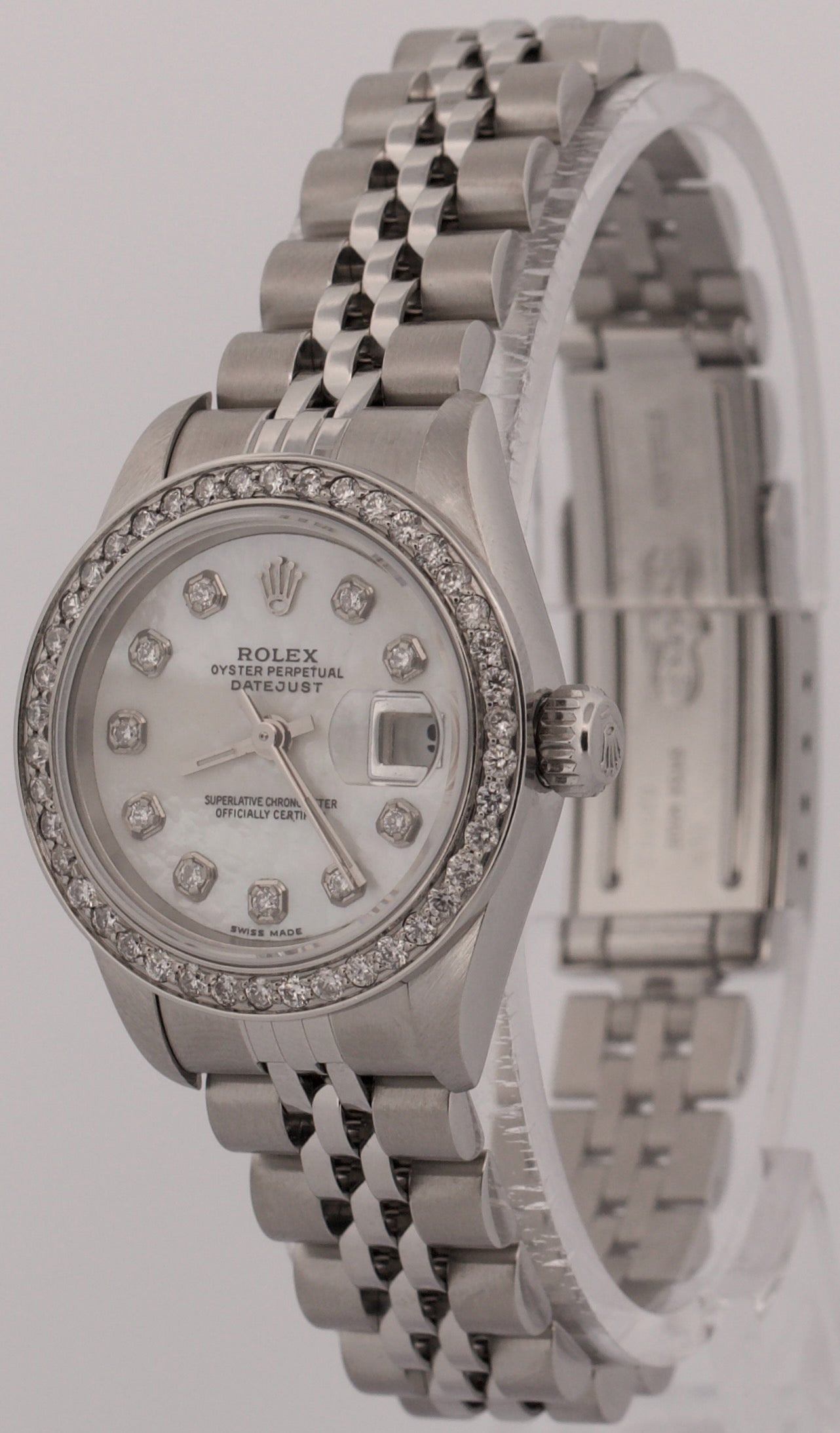 Ladies Rolex DateJust 79174 Mother of Pearl Diamond Steel Jubilee 26mm 18K Watch