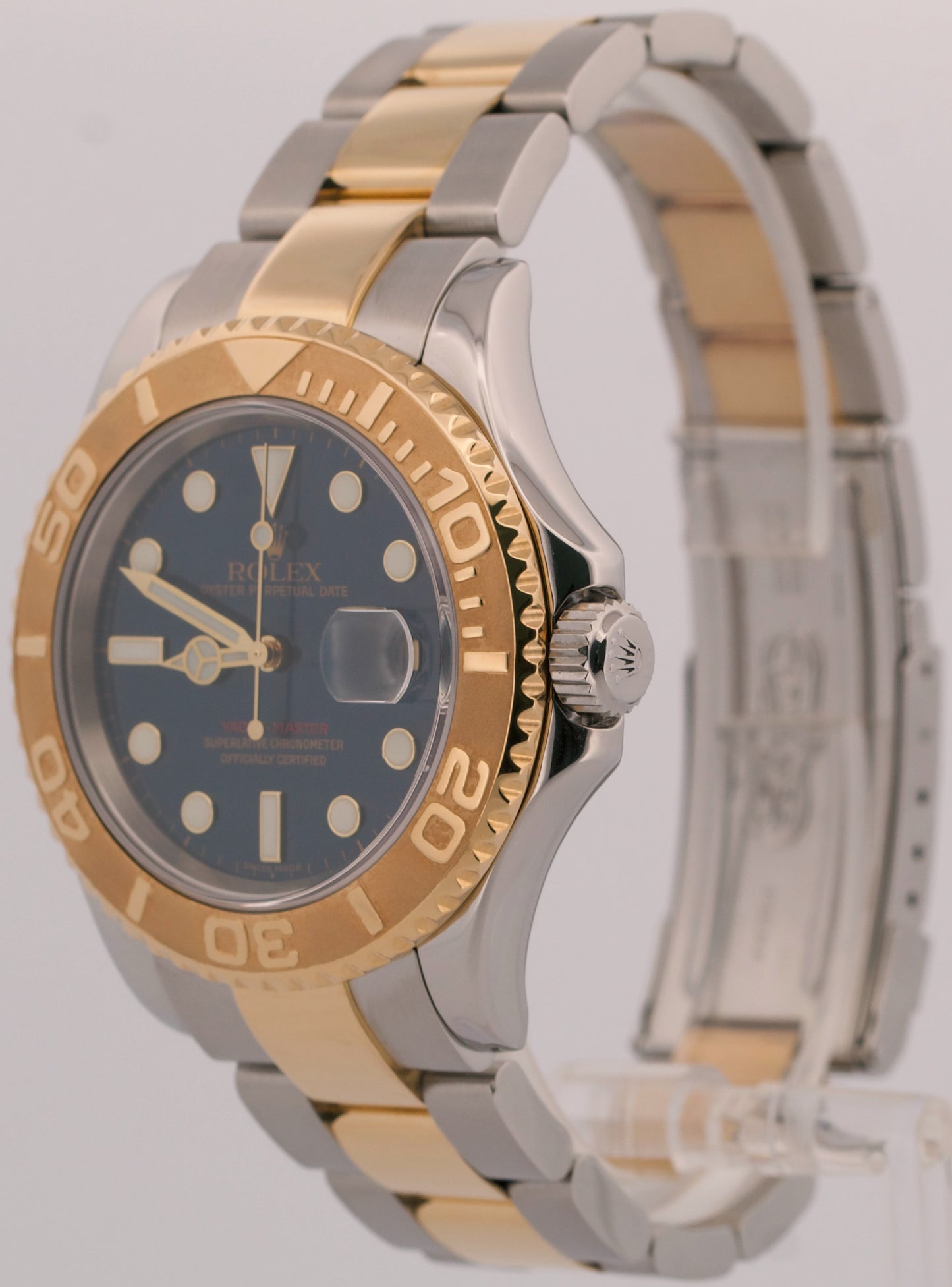 2007 PAPERS Rolex Yacht-Master BLUE 18K Yellow Gold Stainless 40mm 16623 BOX