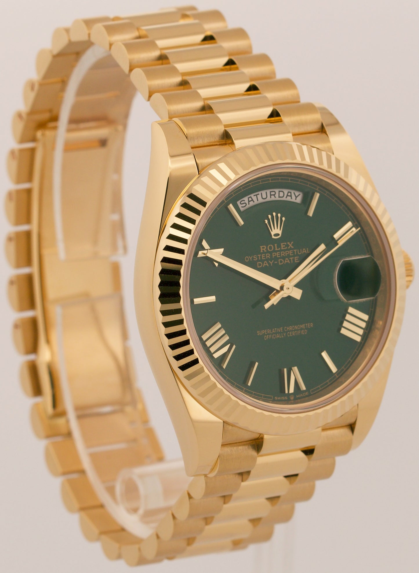 NEW 2025 PAPERS Rolex Day-Date President 40mm GREEN ROMAN 18K Gold 228238 BOX