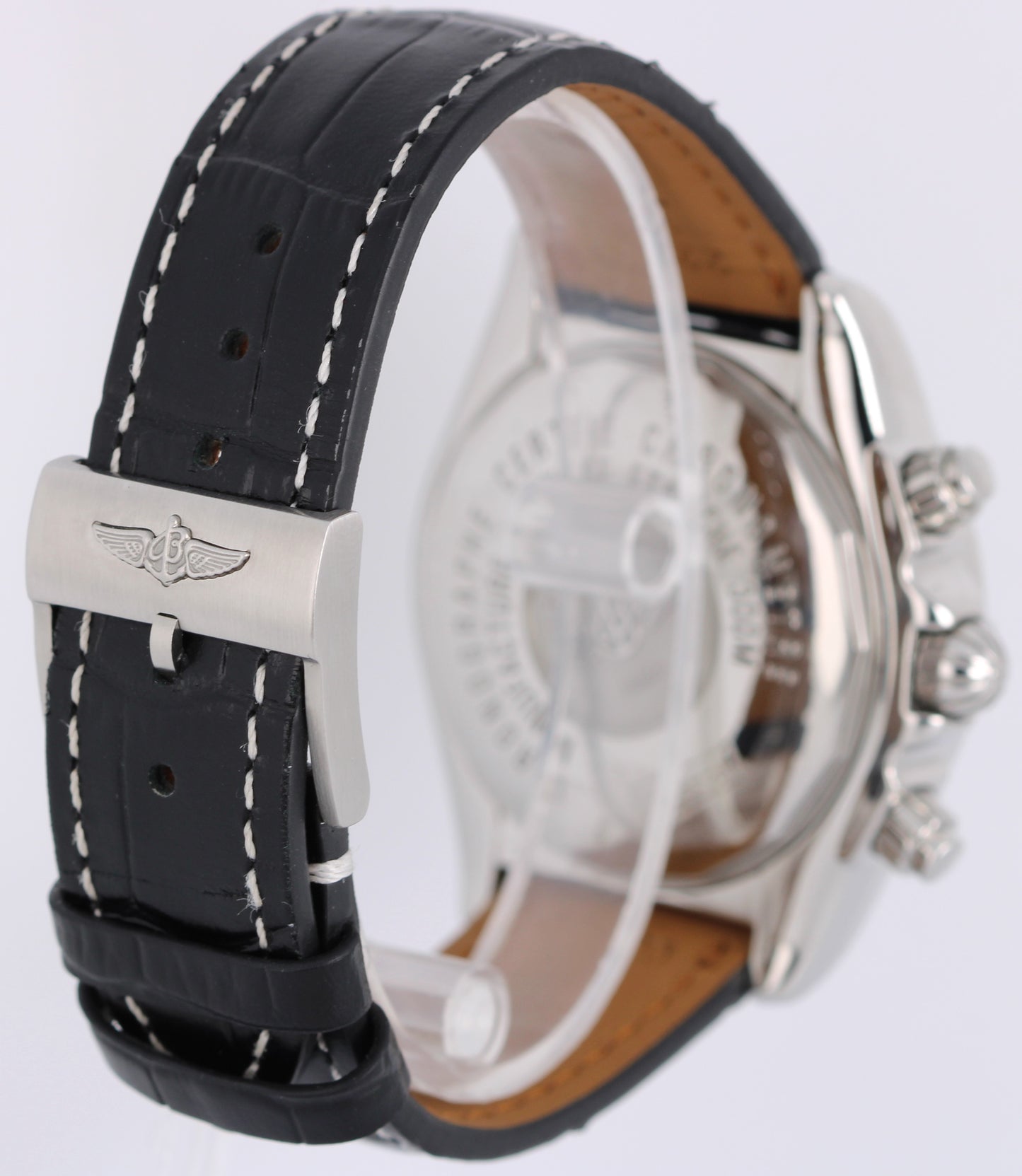 Breitling Chronomat Evolution A13356 Gray 44mm Steel Black Leather Watch