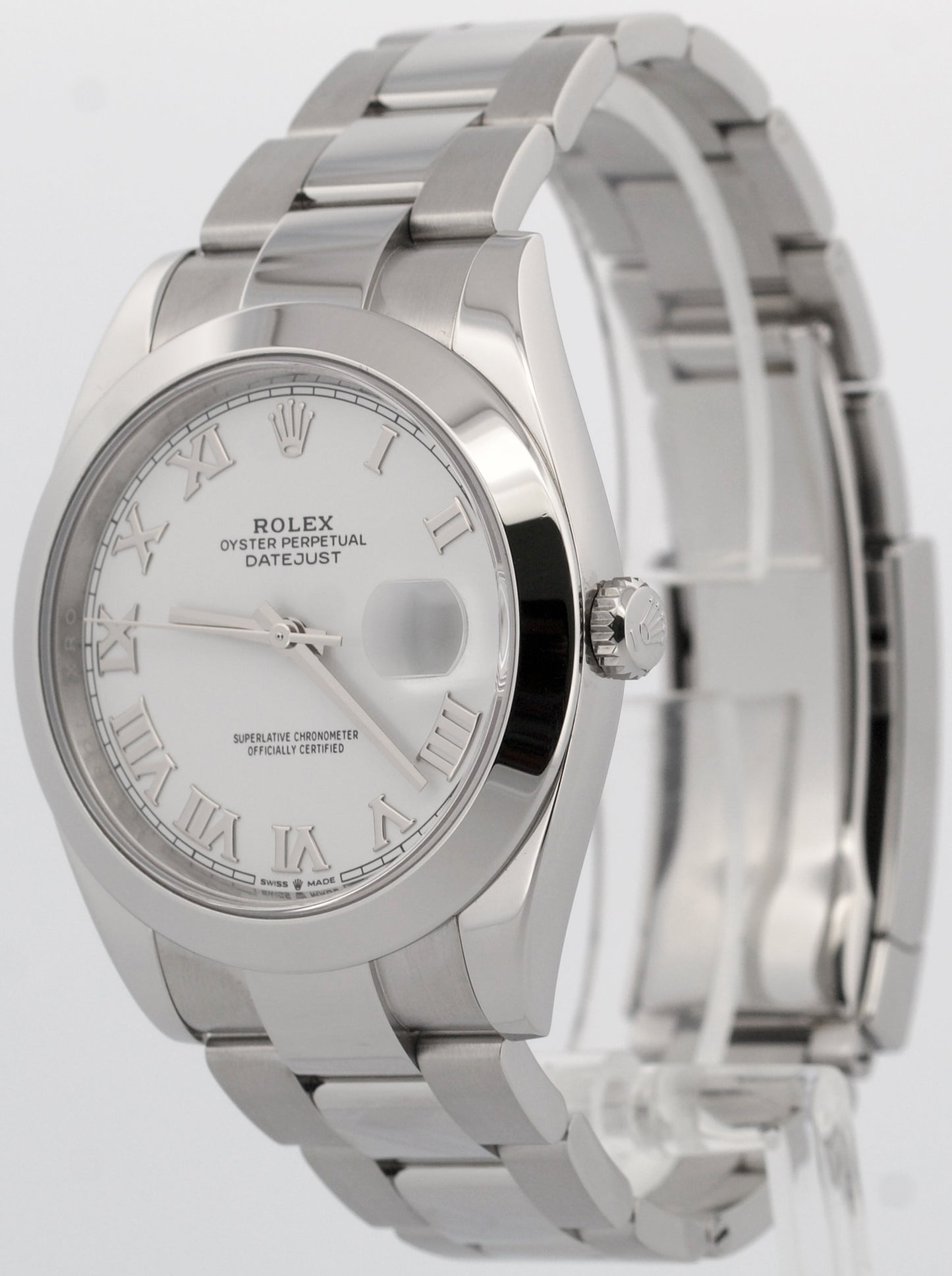 2023 PAPERS Rolex DateJust 41 WHITE ROMAN Stainless Steel 41mm 126300 BOX
