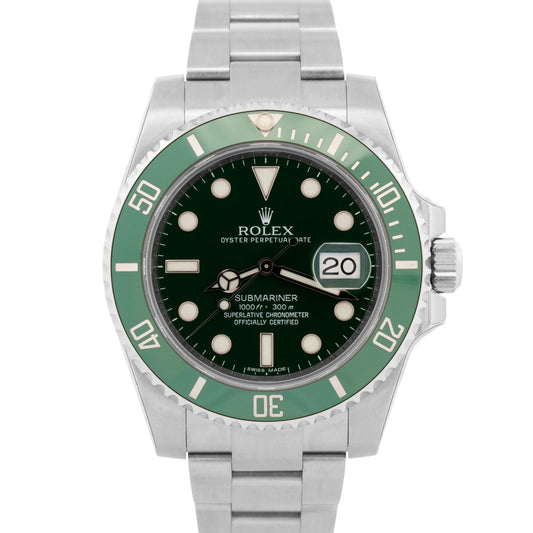 NEW STICKERED NOS PAPERS Rolex Submariner HULK Green 40mm 116610 LV Watch BOX