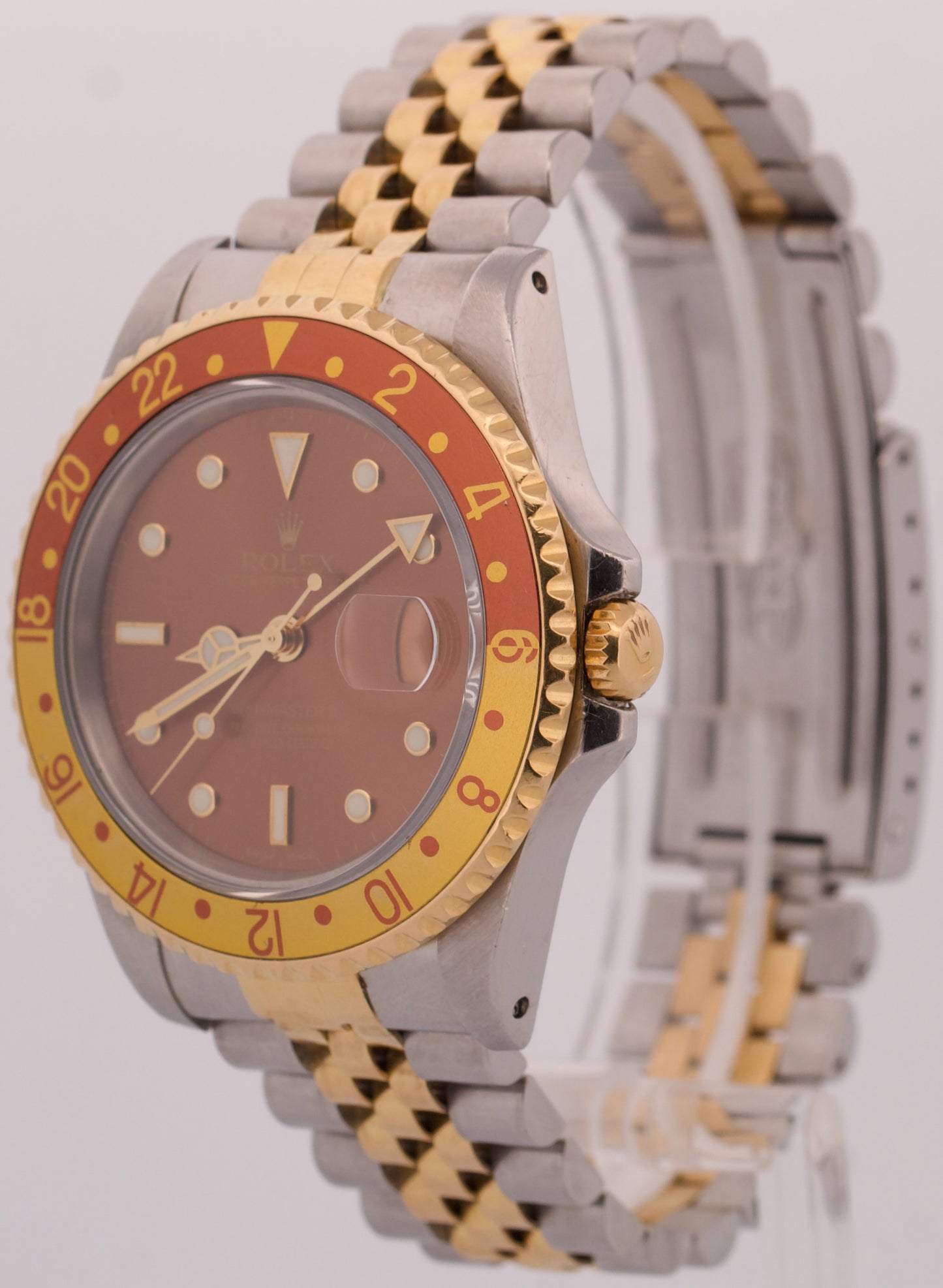 PAPERS Rolex GMT-Master II ROOT BEER Brown 40mm 18K Steel JUBILEE 16713 BOX