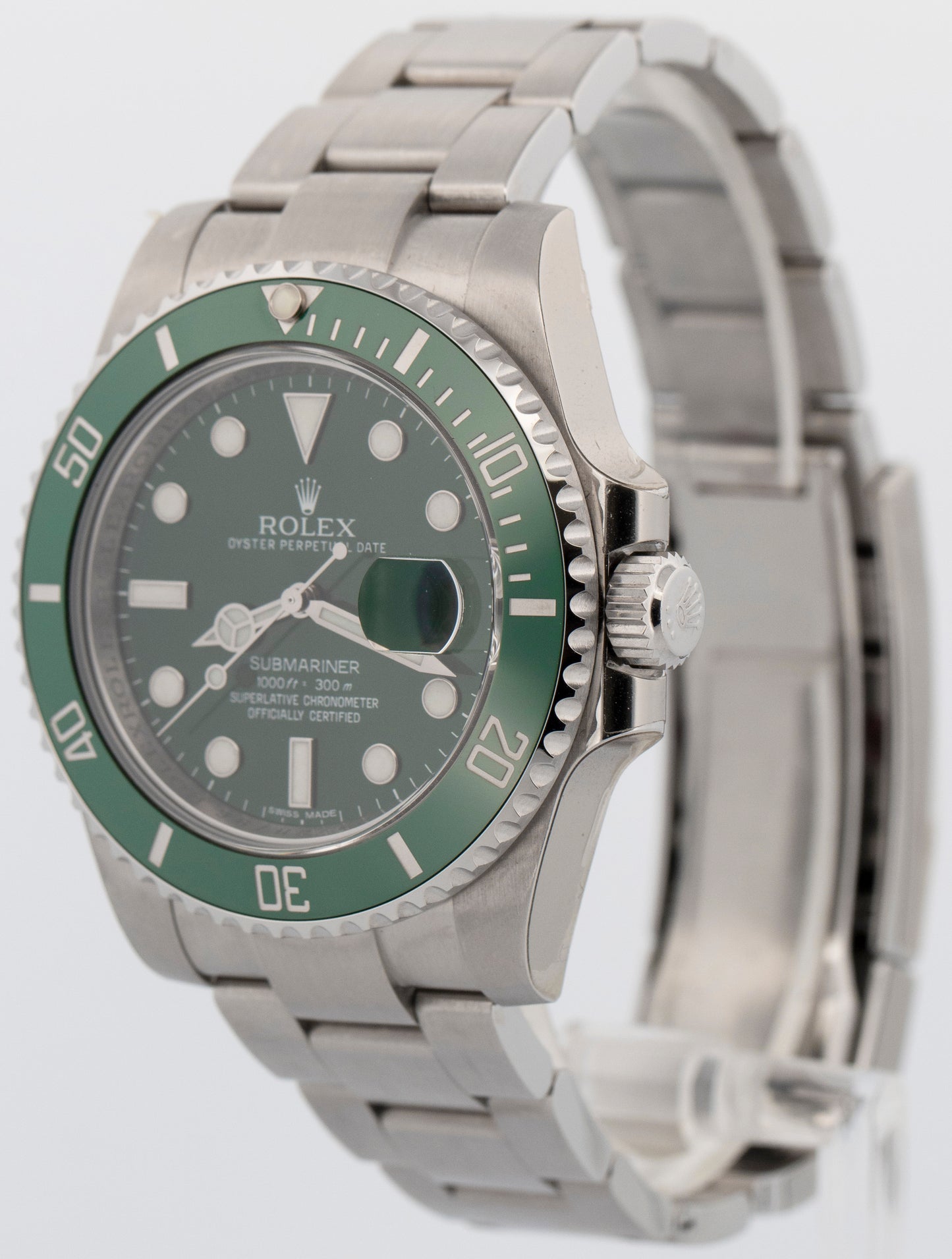 NEW STICKERED NOS PAPERS Rolex Submariner HULK Green 40mm 116610 LV Watch BOX