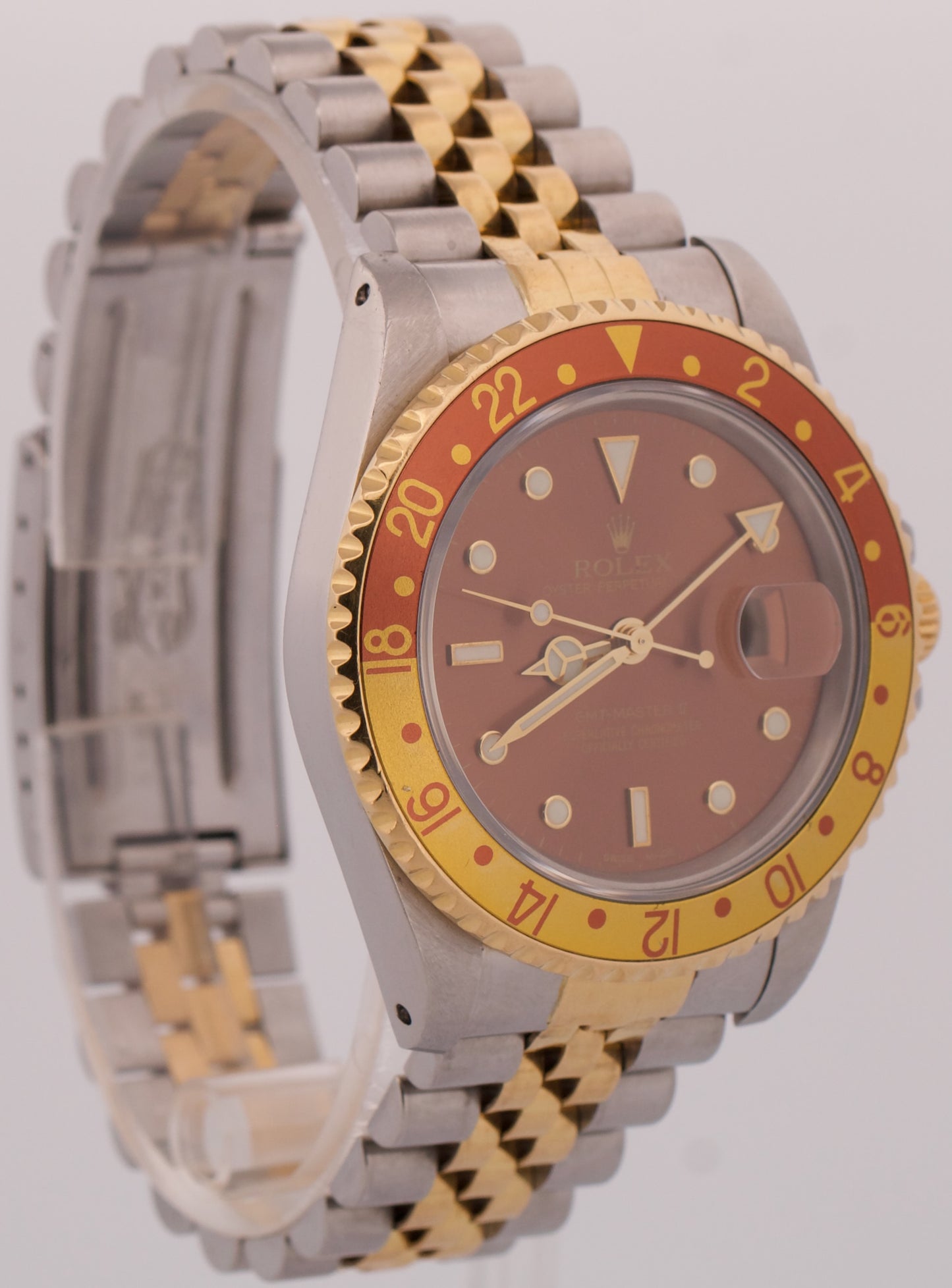 PAPERS Rolex GMT-Master II ROOT BEER Brown 40mm 18K Steel JUBILEE 16713 BOX