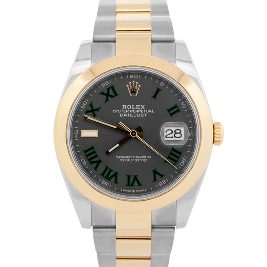 2021 PAPERS Rolex Datejust 41 WIMBLEDON 18k Gold Steel Oyster 41mm 126303 BOX