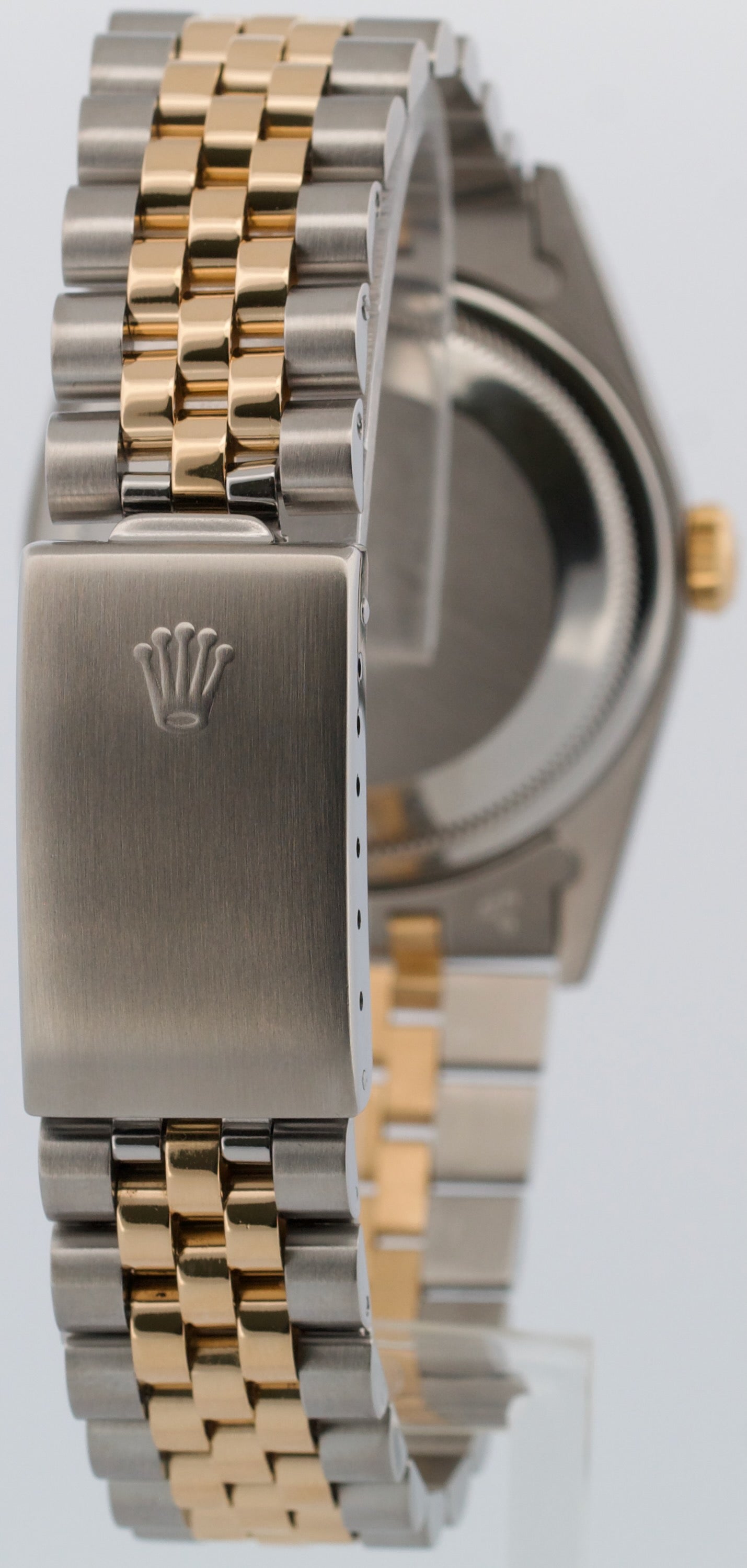 Rolex DateJust 36mm BLACK TAPESTRY 18K Yellow Gold Steel JUBILEE 16233 Watch