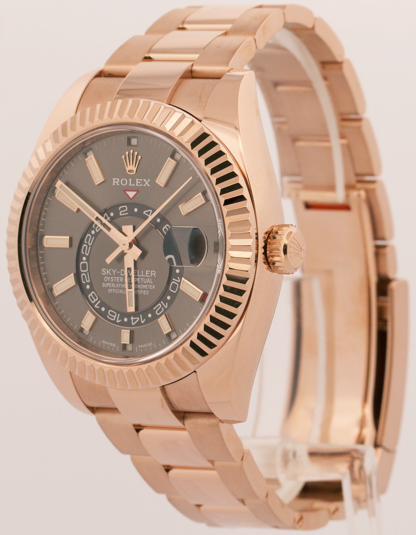 2021 Rolex Sky-Dweller 18K Gold Slate Rhodium Oyster 42mm 326935 Box Papers