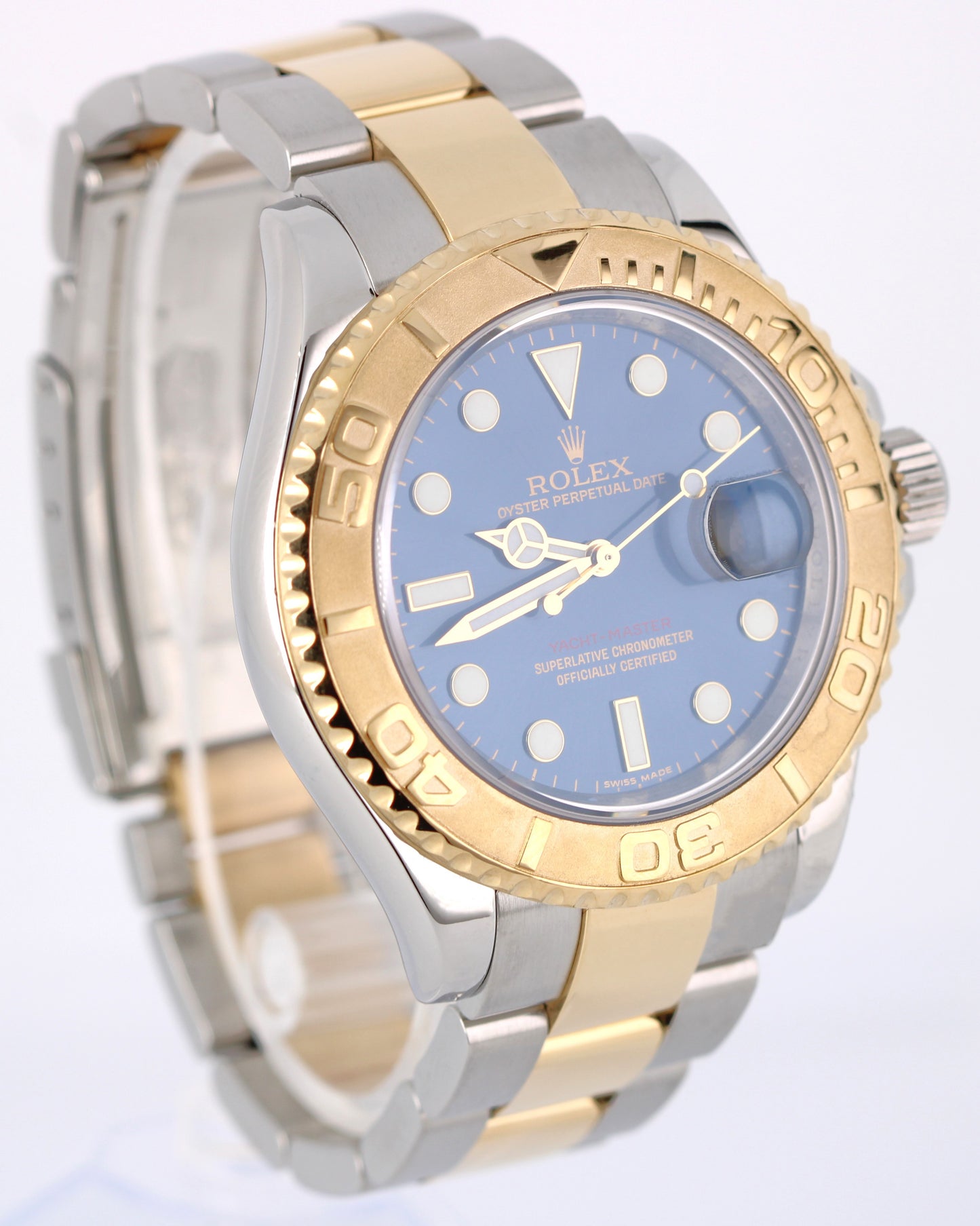 2008 Rolex Yacht-Master 16623 Two-Tone 18k Gold Steel Blue 40mm Watch Box Papers