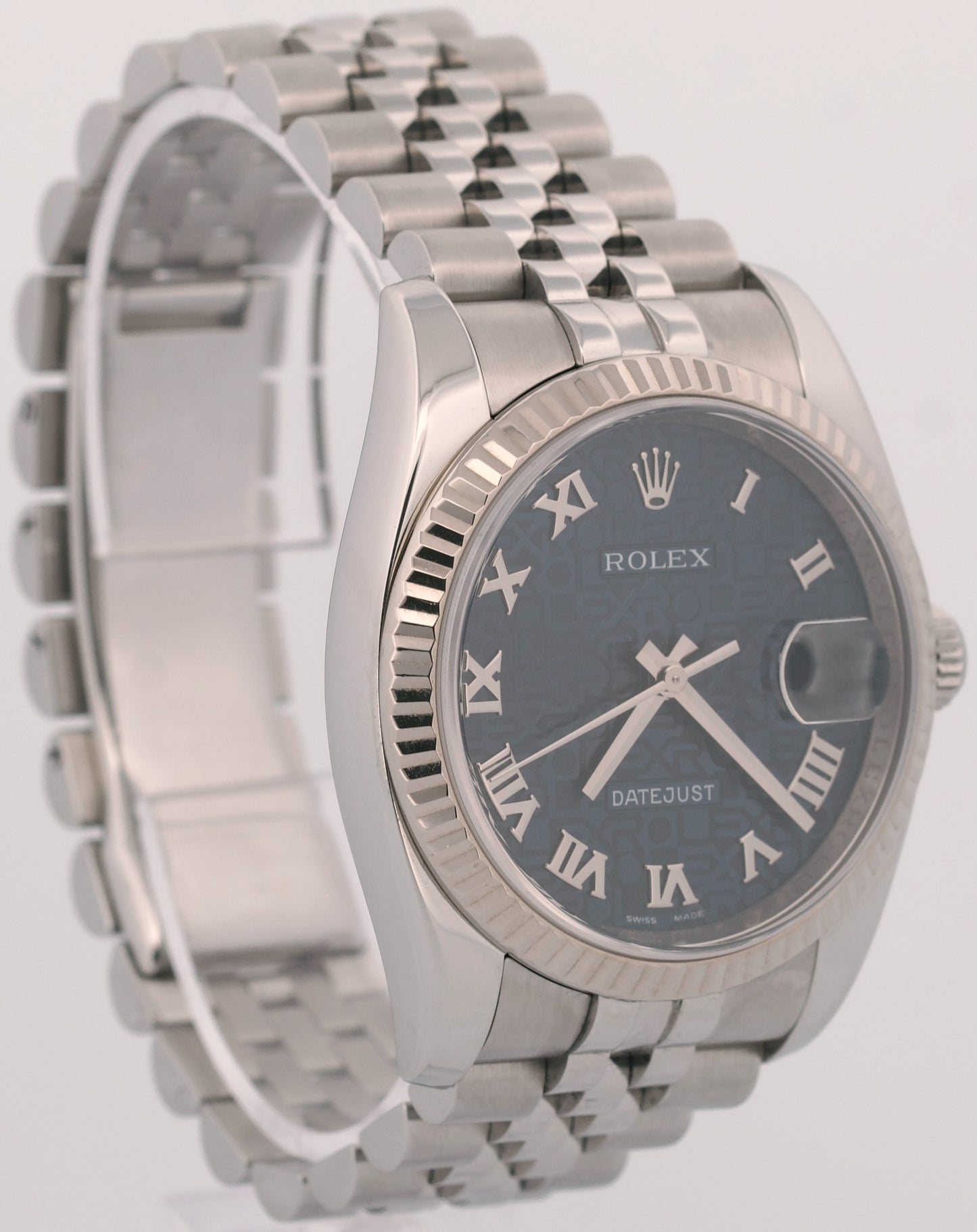Rolex DateJust 36mm BLUE ROMAN COMPUTER 18K Gold Steel SUPER JUBILEE 116234