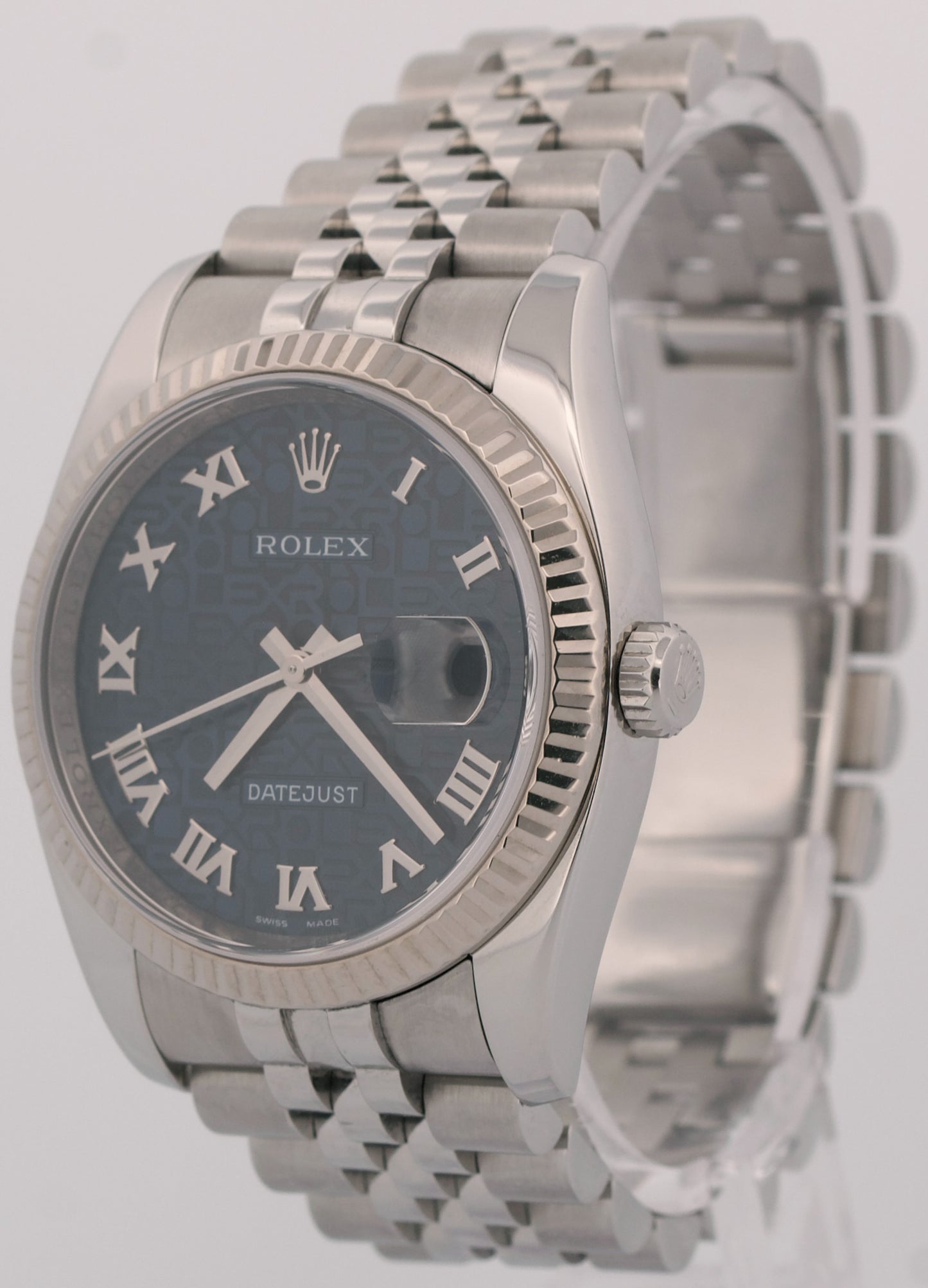 Rolex DateJust 36mm BLUE ROMAN COMPUTER 18K Gold Steel SUPER JUBILEE 116234