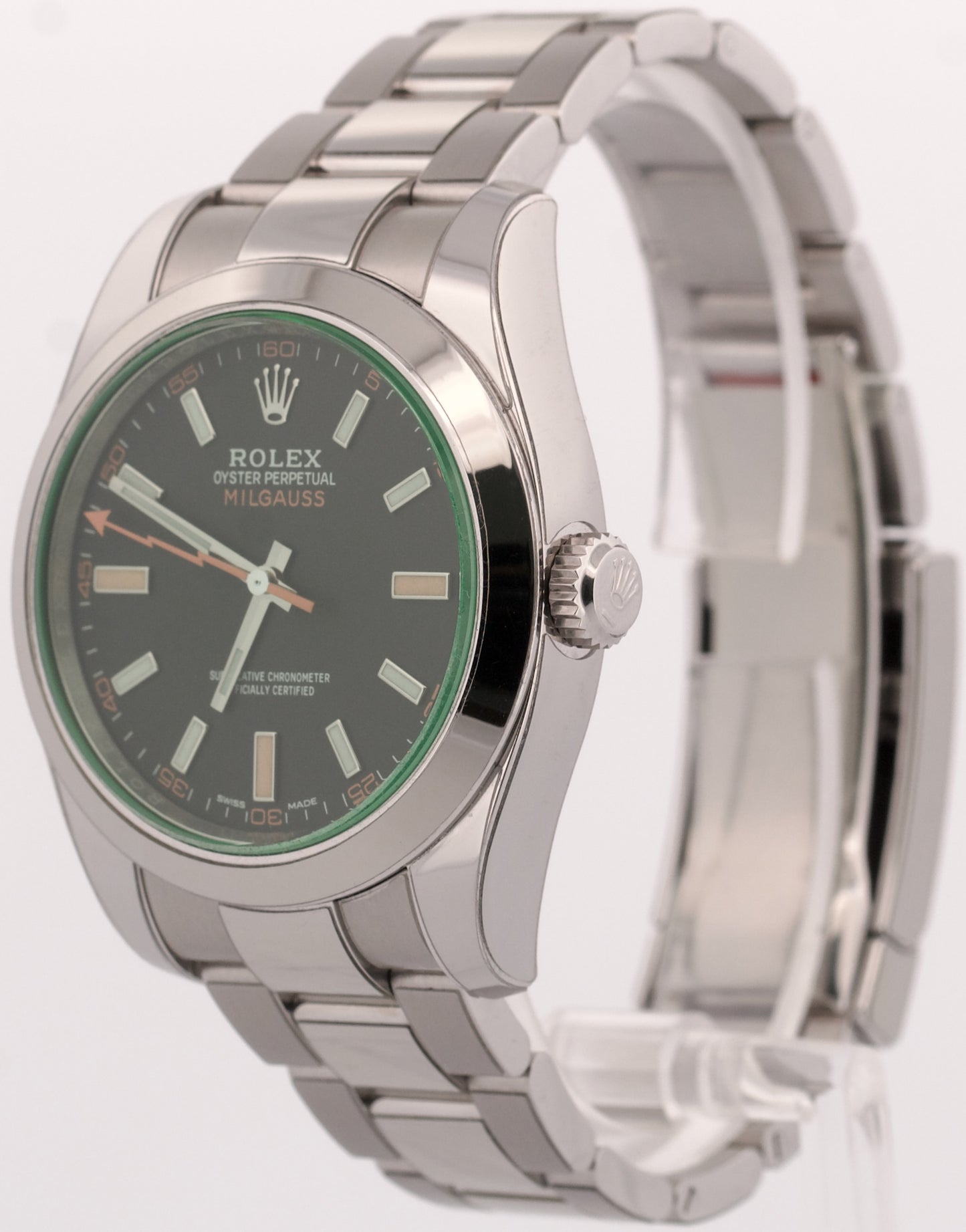 NEW 2021 PAPERS Rolex Milgauss BLACK Green 40mm Stainless Steel 116400 GV BOX