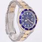 Rolex Submariner Date BLUE 18K Yellow Gold Stainless Steel 40mm 16803 Watch