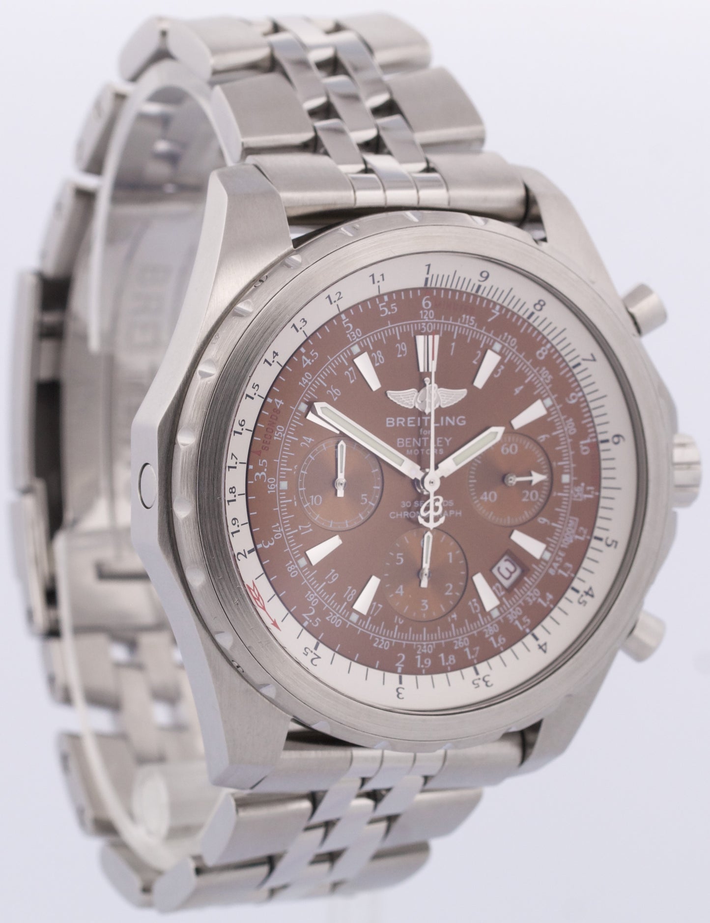 PAPERS Breitling Bentley Motors HAVANA Brown Chronograph Steel A25363 48.7mm BOX
