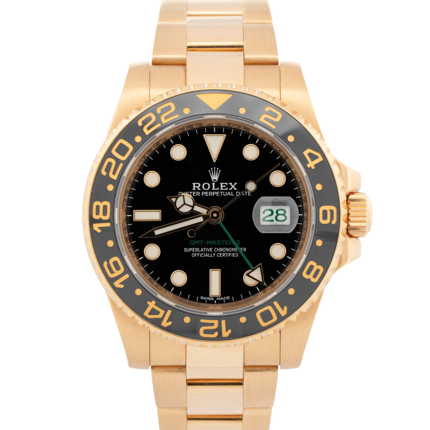 2017 PAPERS Rolex GMT-Master II Black 18K Yellow Gold Oyster 40mm 116718 BOX