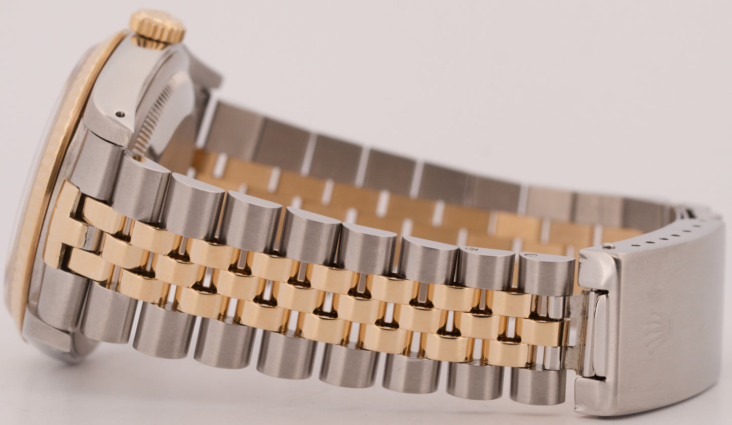 PAPERS Rolex DateJust 36mm CHAMPAGNE TAPESTRY 18K Gold Steel JUBILEE 16233 BOX