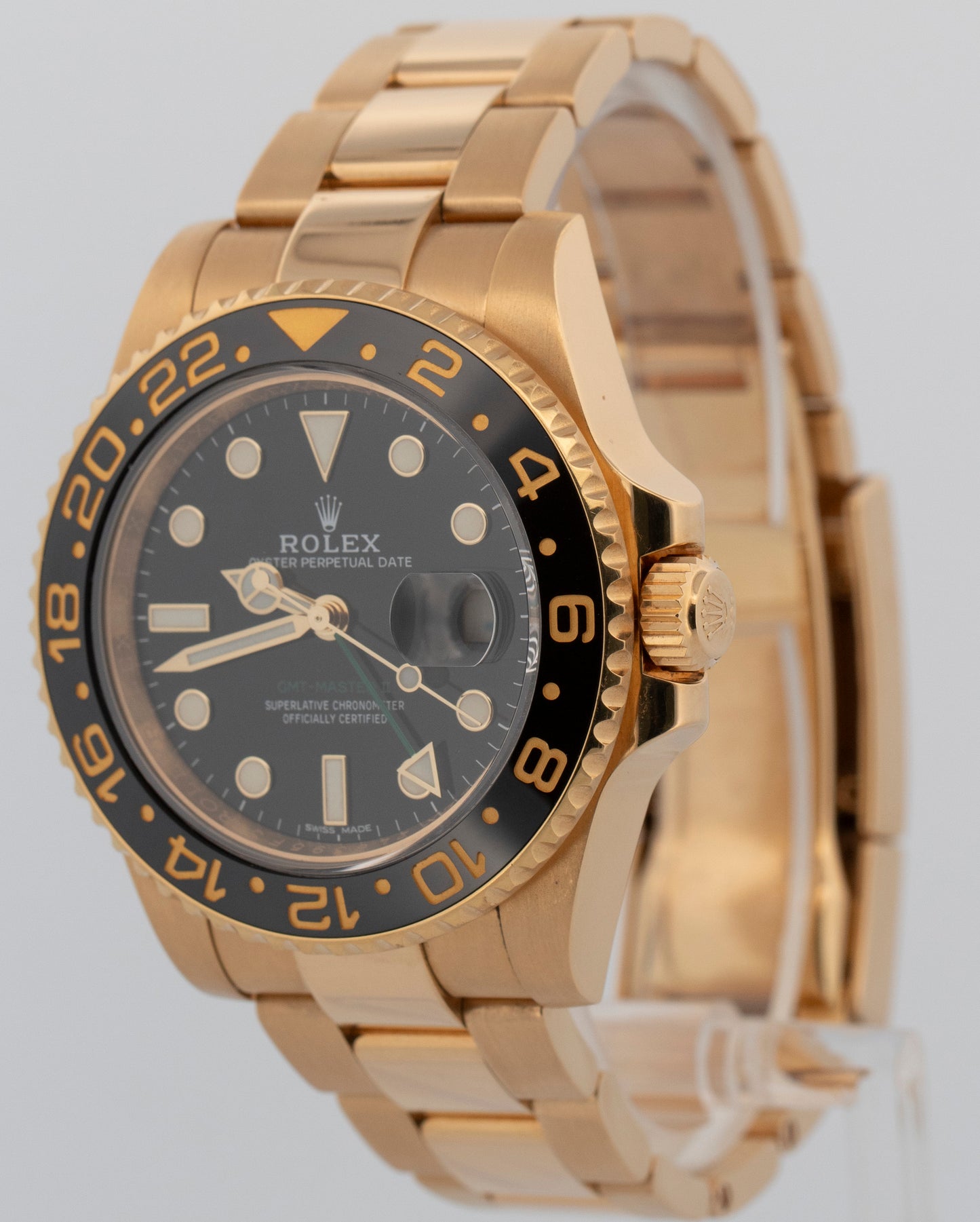 2017 PAPERS Rolex GMT-Master II Black 18K Yellow Gold Oyster 40mm 116718 BOX