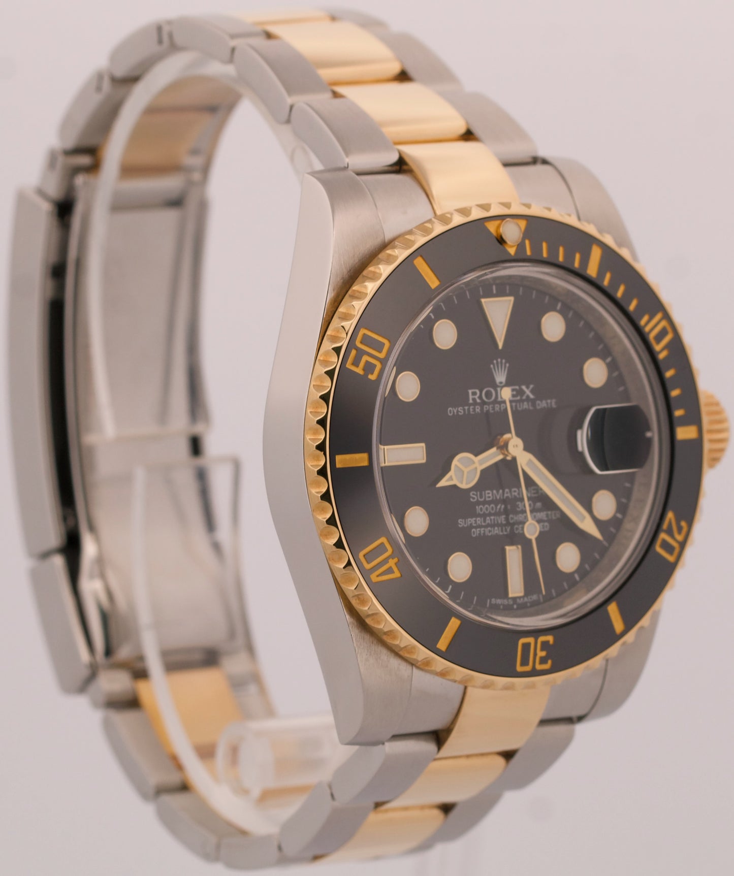 2013 PAPERS Rolex Submariner BLACK 40mm Ceramic 18K Gold Steel 116613 LN BOX