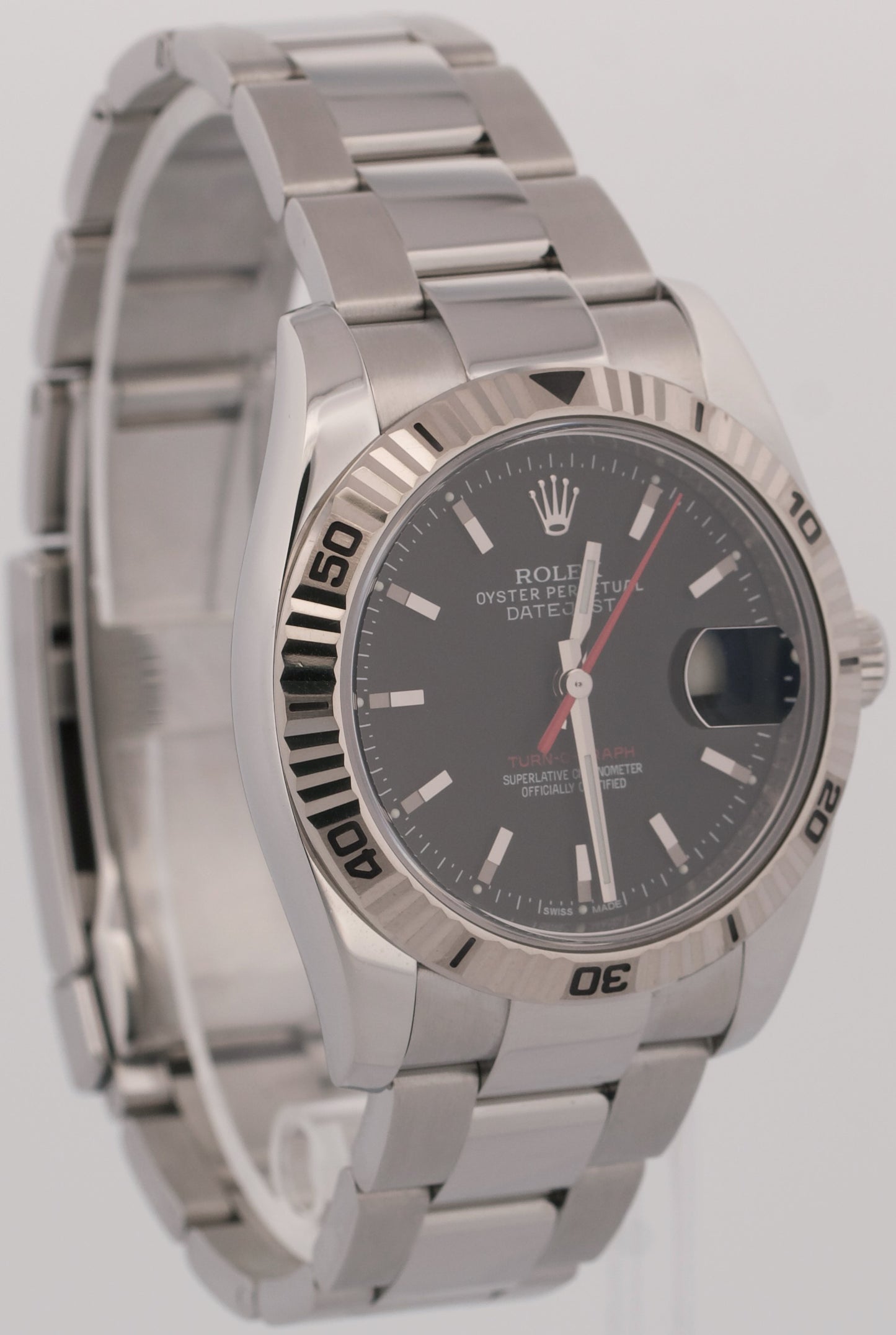 2012 PAPERS Rolex DateJust Turn-O-Graph Thunderbird BLACK Red OYSTER 18K 116264