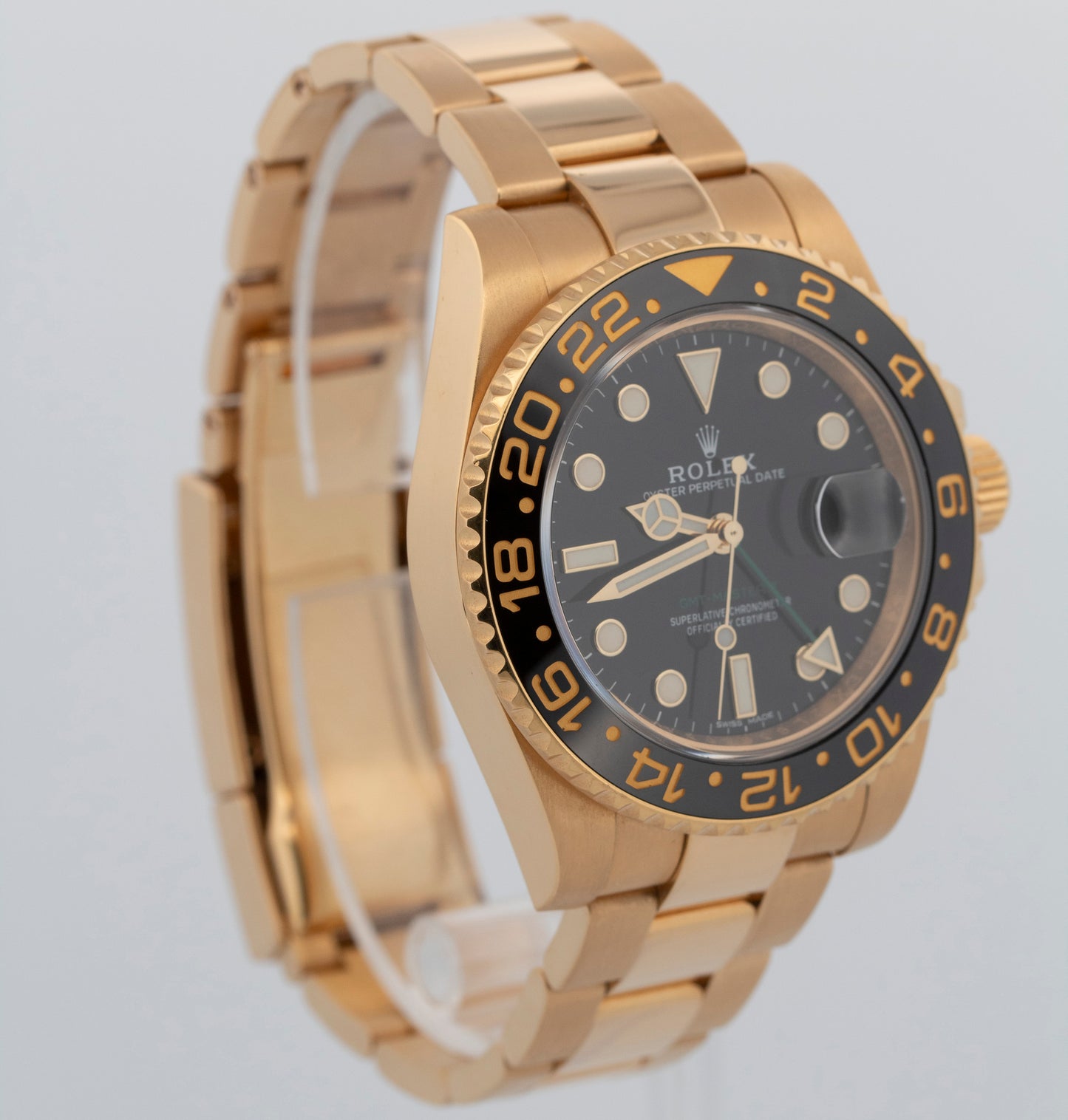 2017 PAPERS Rolex GMT-Master II Black 18K Yellow Gold Oyster 40mm 116718 BOX