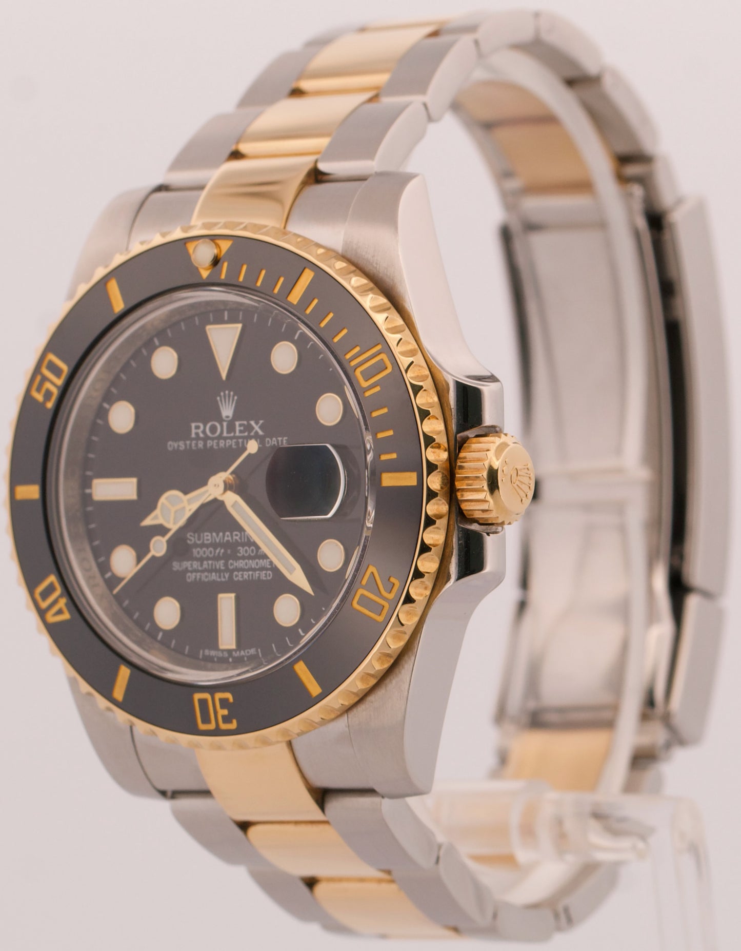2013 PAPERS Rolex Submariner BLACK 40mm Ceramic 18K Gold Steel 116613 LN BOX