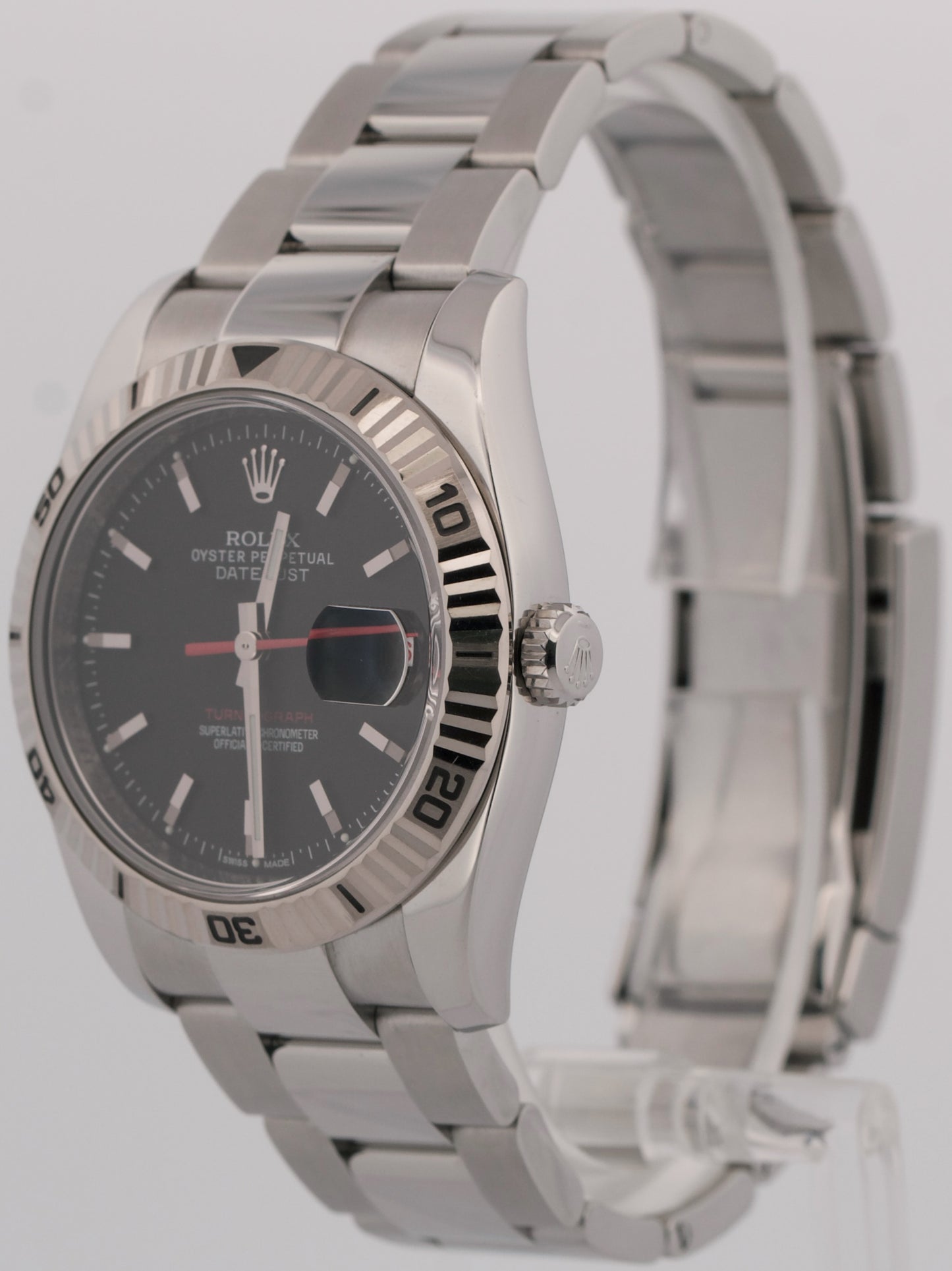 2012 PAPERS Rolex DateJust Turn-O-Graph Thunderbird BLACK Red OYSTER 18K 116264