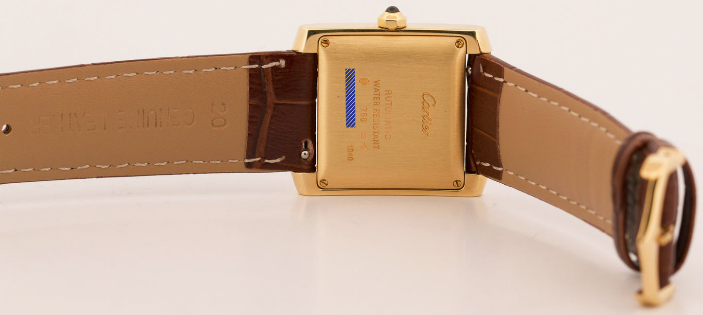Cartier Tank Francaise 1840 W5000156 Silver 18K Gold Automatic 28x32mm Watch