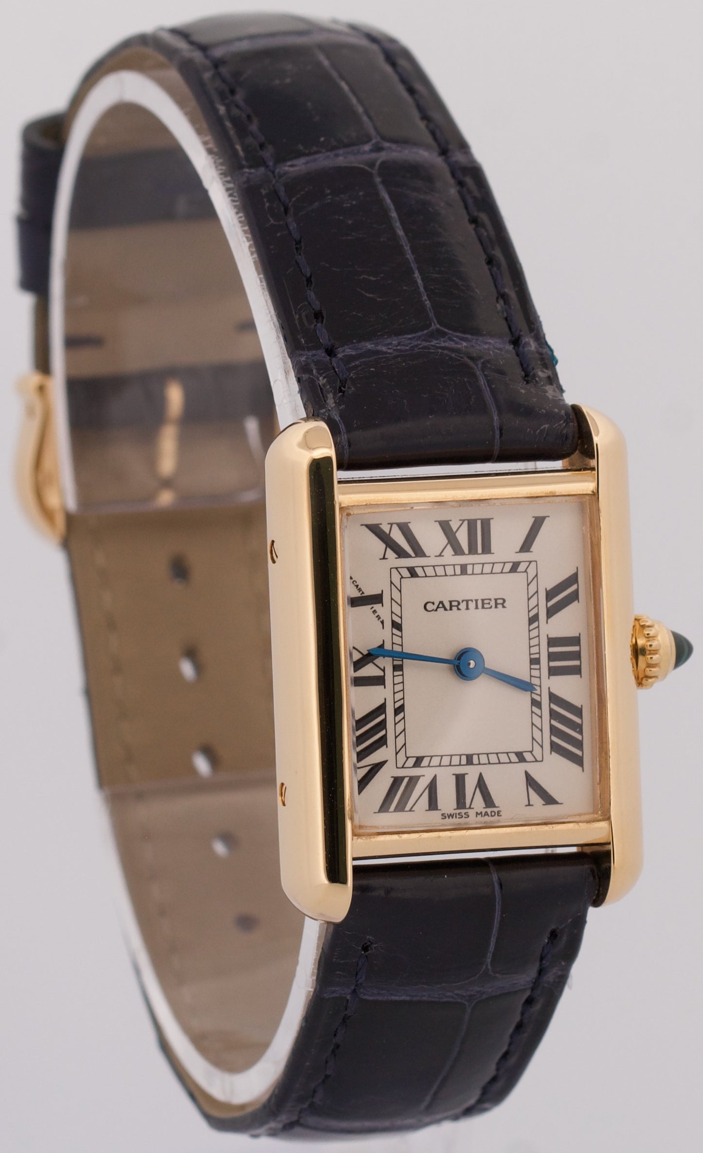 Cartier Tank Louis 18k Yellow Gold IVORY Roman Leather 22mm Quartz 2442 Watch