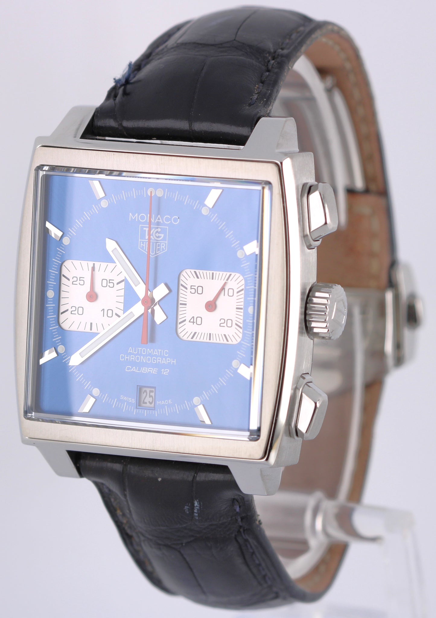Tag Heuer Monaco Chronograph CBL2111.FC6453 Blue 39mm Leather Watch Box Papers