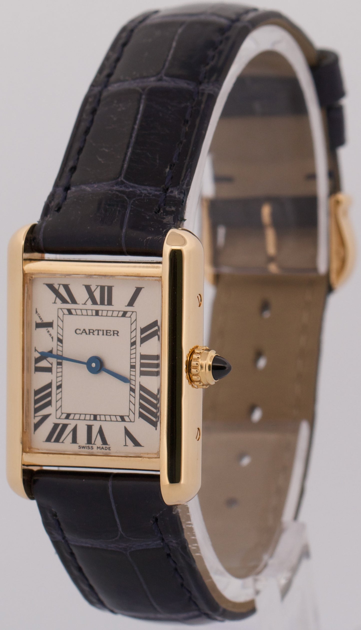 Cartier Tank Louis 18k Yellow Gold IVORY Roman Leather 22mm Quartz 2442 Watch