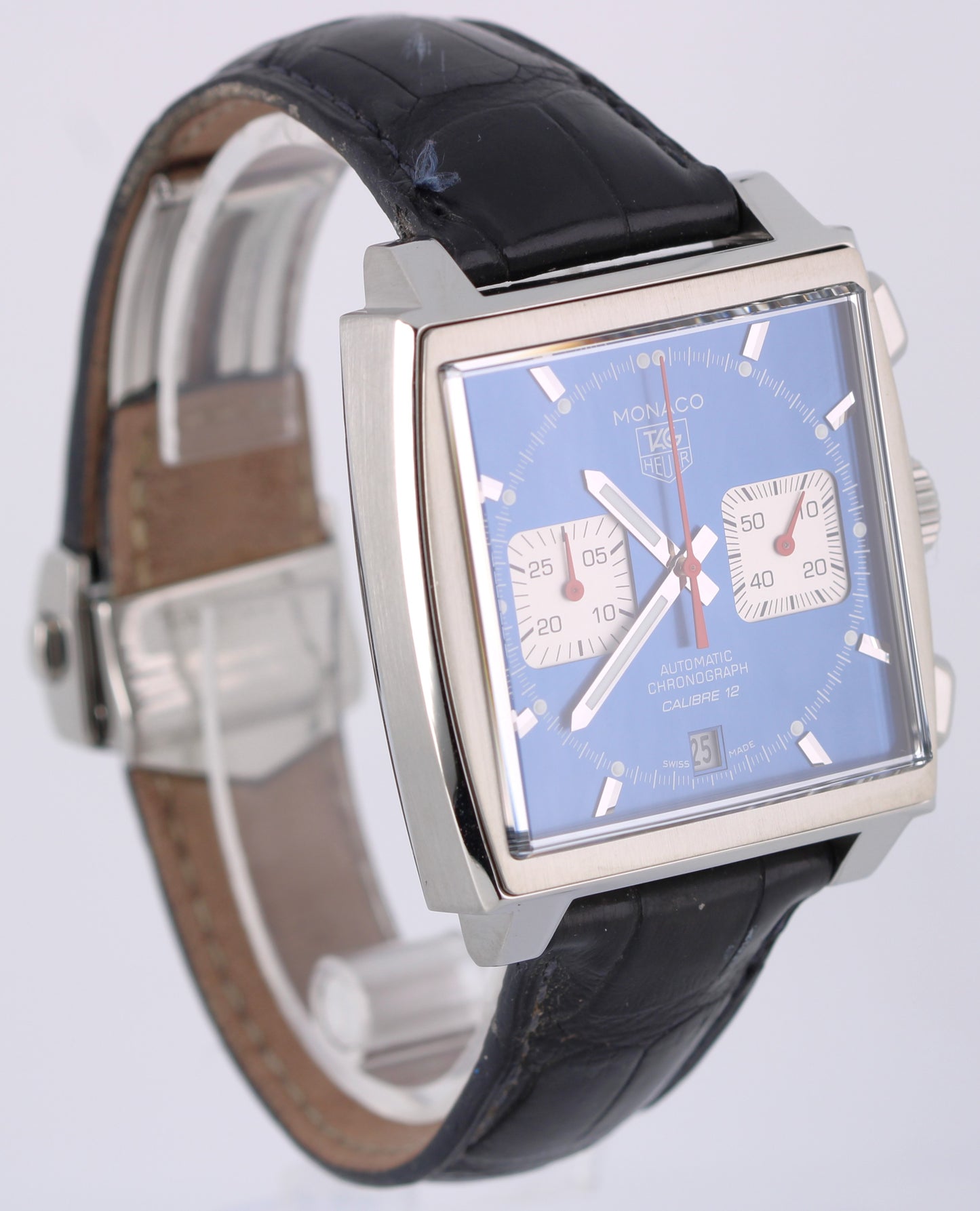 Tag Heuer Monaco Chronograph CBL2111.FC6453 Blue 39mm Leather Watch Box Papers
