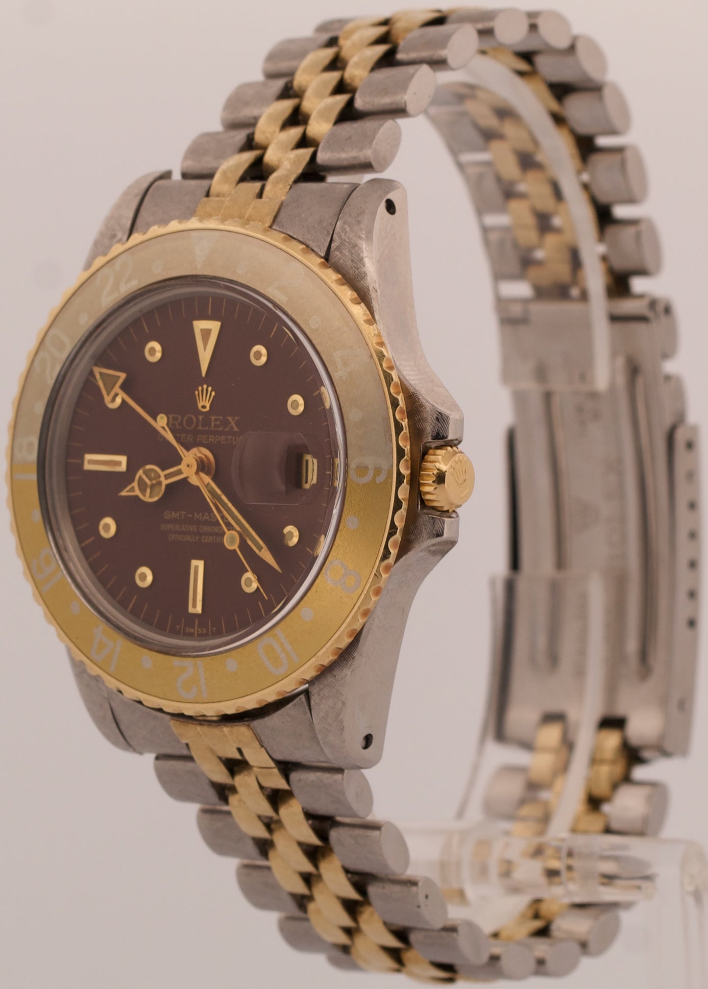 VINTAGE Rolex GMT-Master BROWN 18K Steel FLORENTINE ROOT BEER Jubilee 40mm 1675