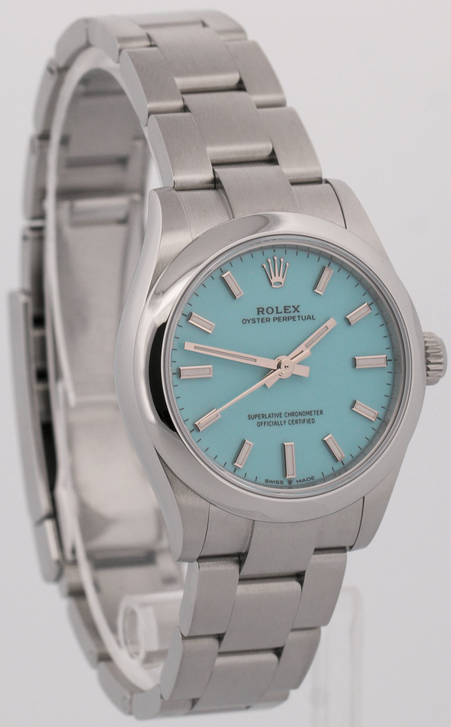 NEW 2025 PAPERS Rolex Oyster Perpetual TURQUOISE 31mm Steel Watch 277200 BOX