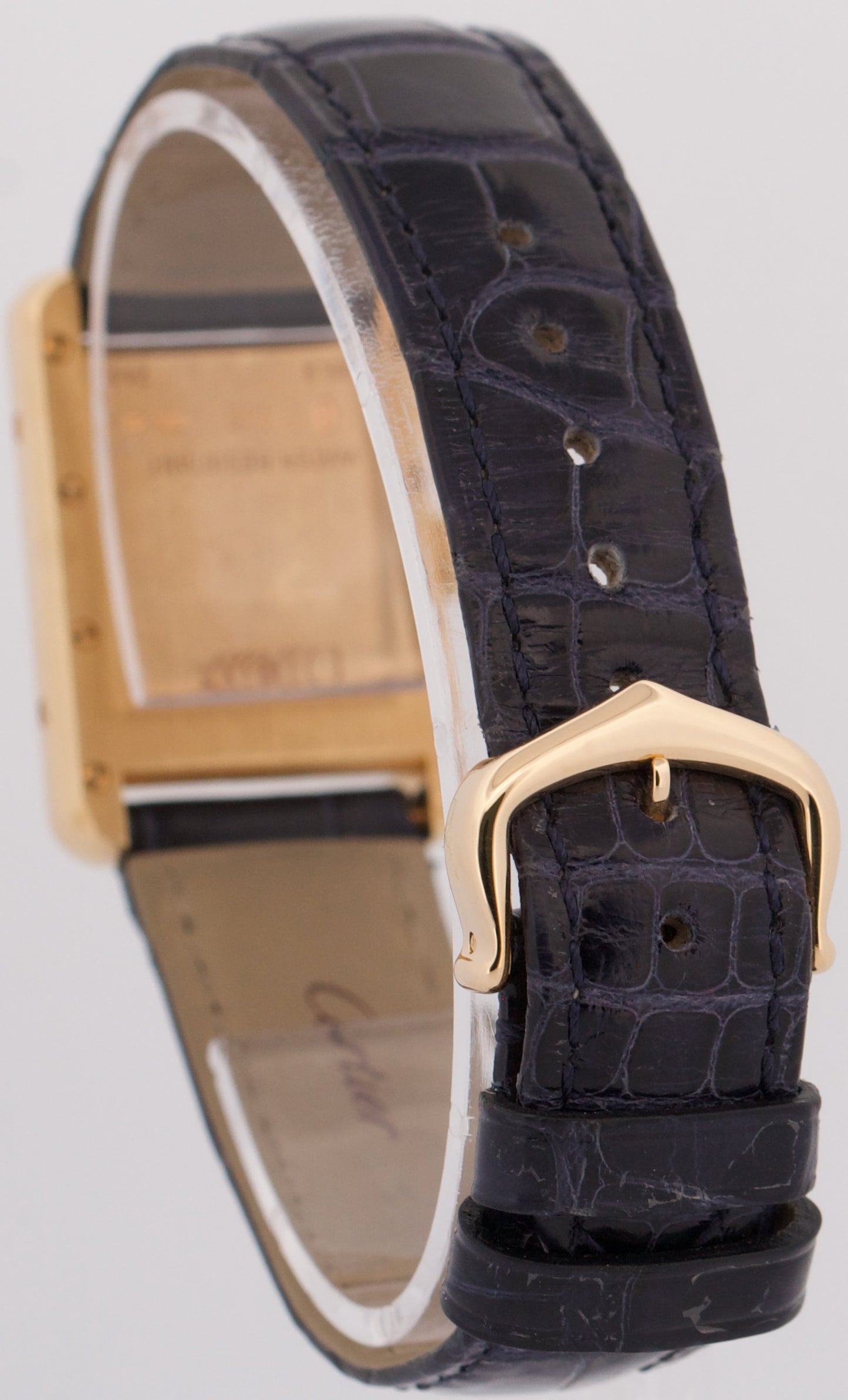 Cartier Tank Louis 18k Yellow Gold IVORY Roman Leather 22mm Quartz 2442 Watch