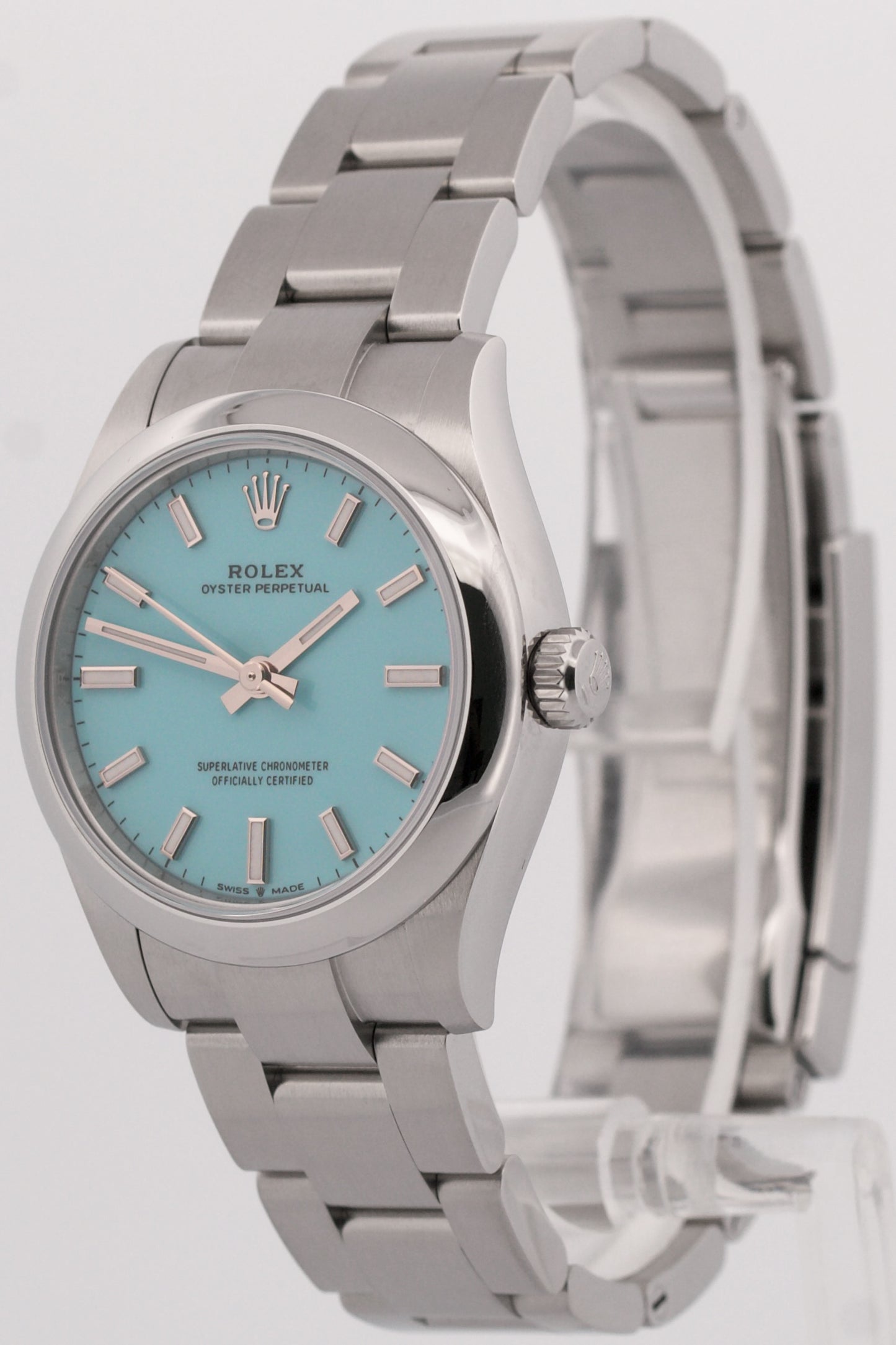 NEW 2025 PAPERS Rolex Oyster Perpetual TURQUOISE 31mm Steel Watch 277200 BOX