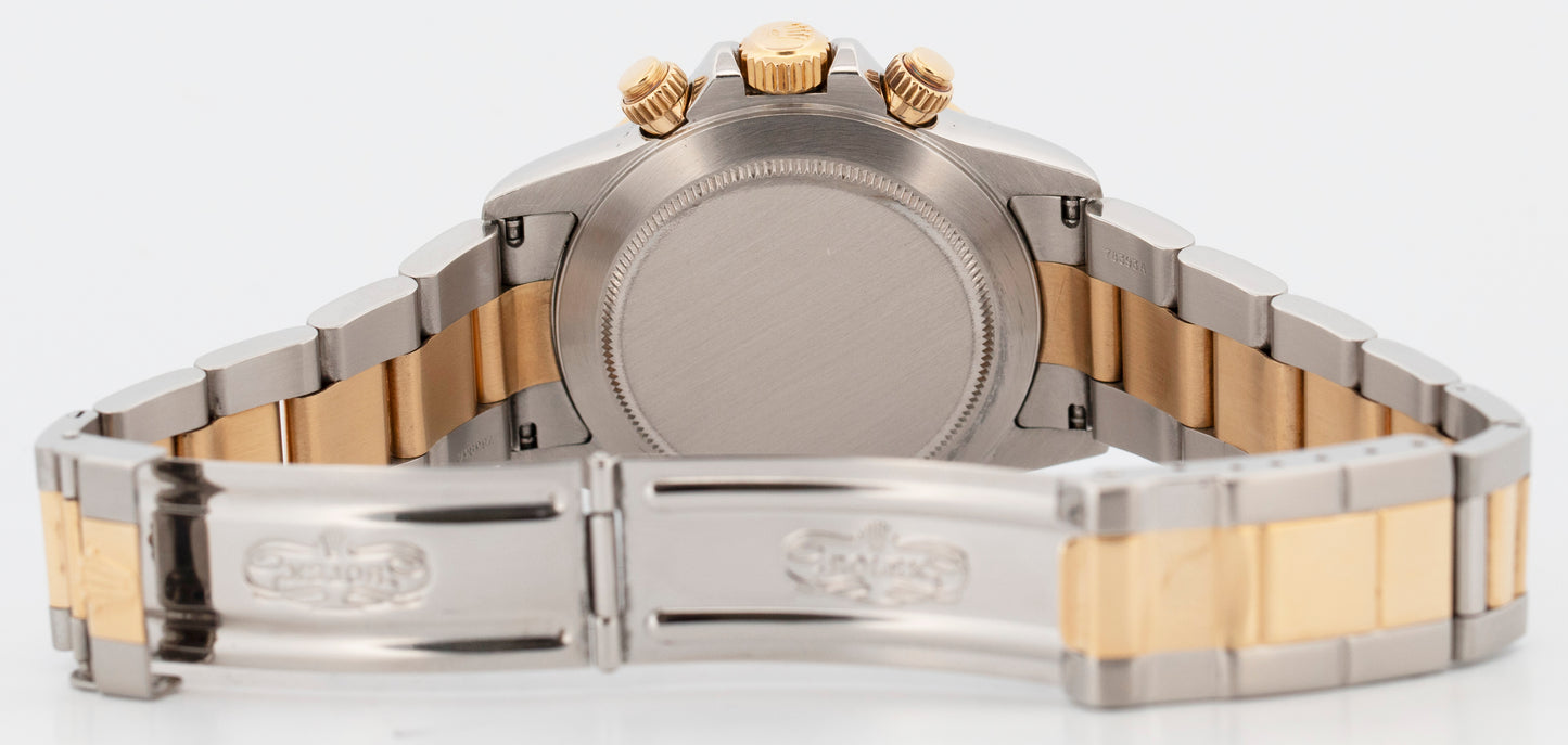 1999 Rolex Daytona Cosmograph BLACK DIAMOND 18K Gold Stainless Steel Watch 16523