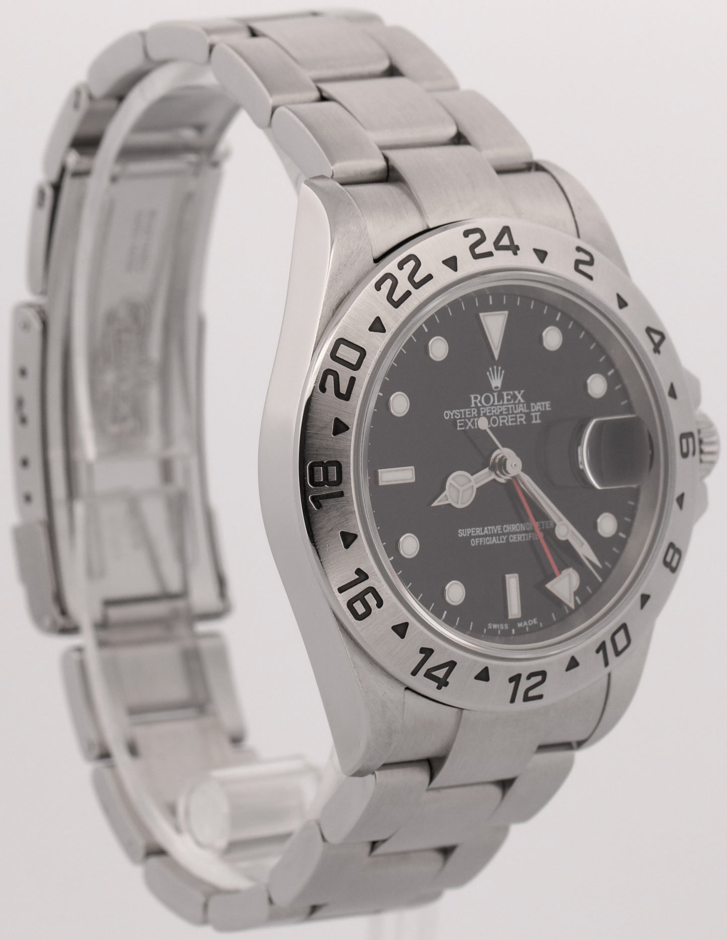 Rolex Explorer II BLACK Red Stainless Steel NO-HOLES 40mm Automatic Oyster 16570