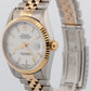 2002 PAPERS Rolex DateJust 36mm White 18K Yellow Gold Steel JUBILEE 16233 BOX