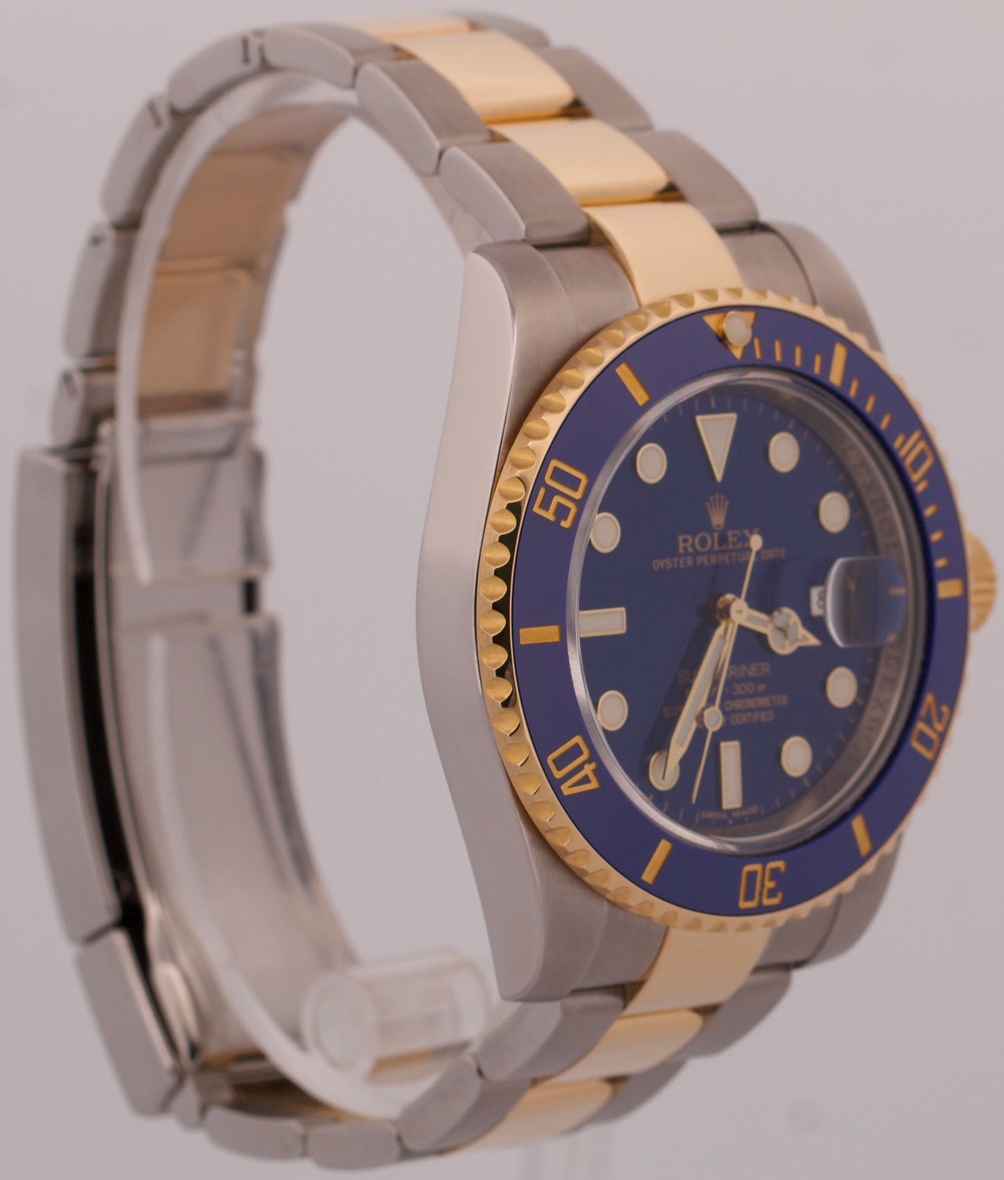 Rolex Submariner Date 18K Yellow Gold Steel BLUE Ceramic 40mm 116613 LB Watch