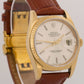 1989 Rolex DateJust 36mm SILVER 18K Yellow Gold Brown Leather Fluted 16238 Watch