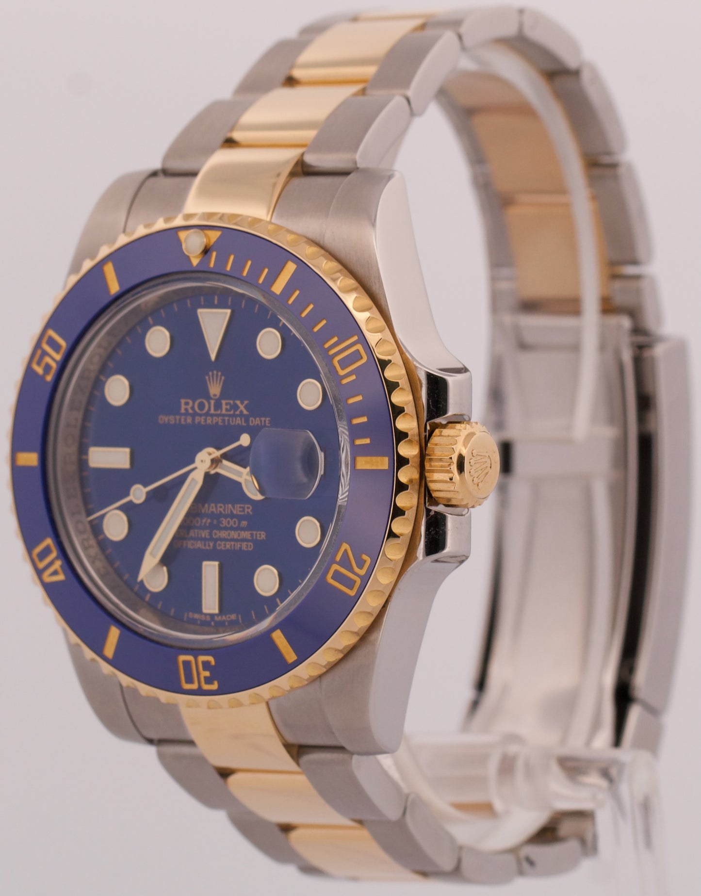 Rolex Submariner Date 18K Yellow Gold Steel BLUE Ceramic 40mm 116613 LB Watch
