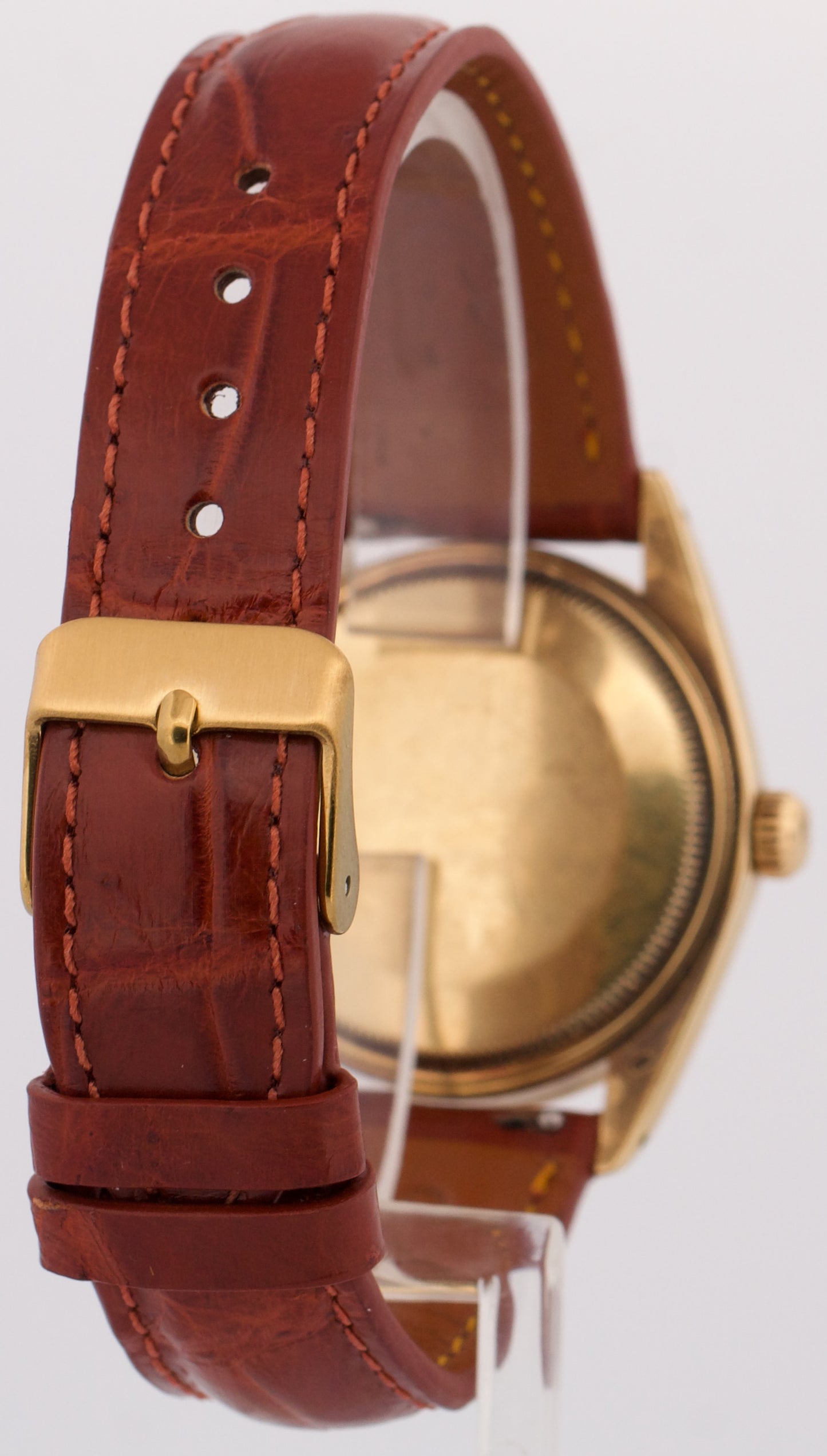 VINTAGE Rolex Oyster Perpetual Date TOBACCO DIAMOND 18K Yellow Gold 34mm 1501