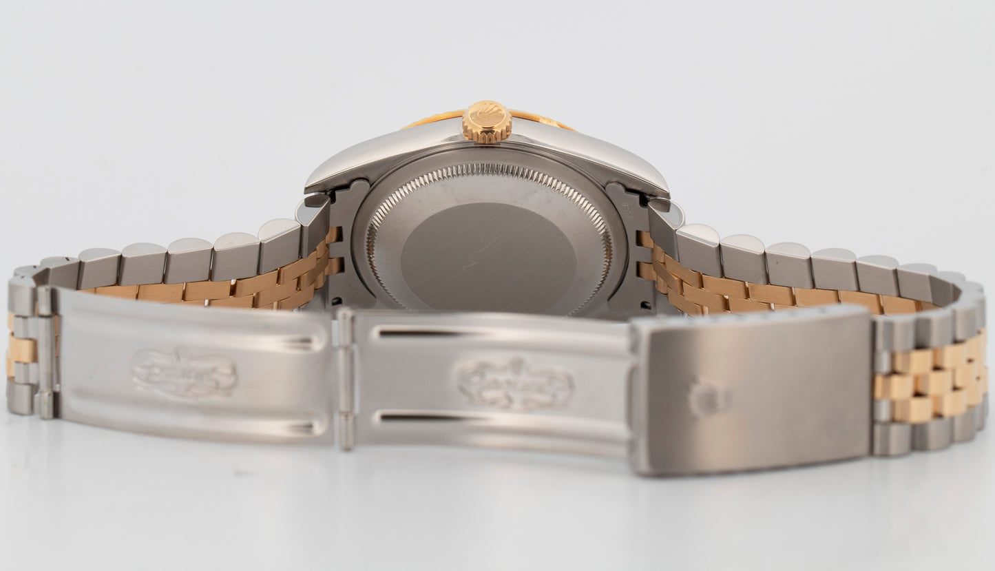 2002 PAPERS Rolex DateJust 36mm White 18K Yellow Gold Steel JUBILEE 16233 BOX