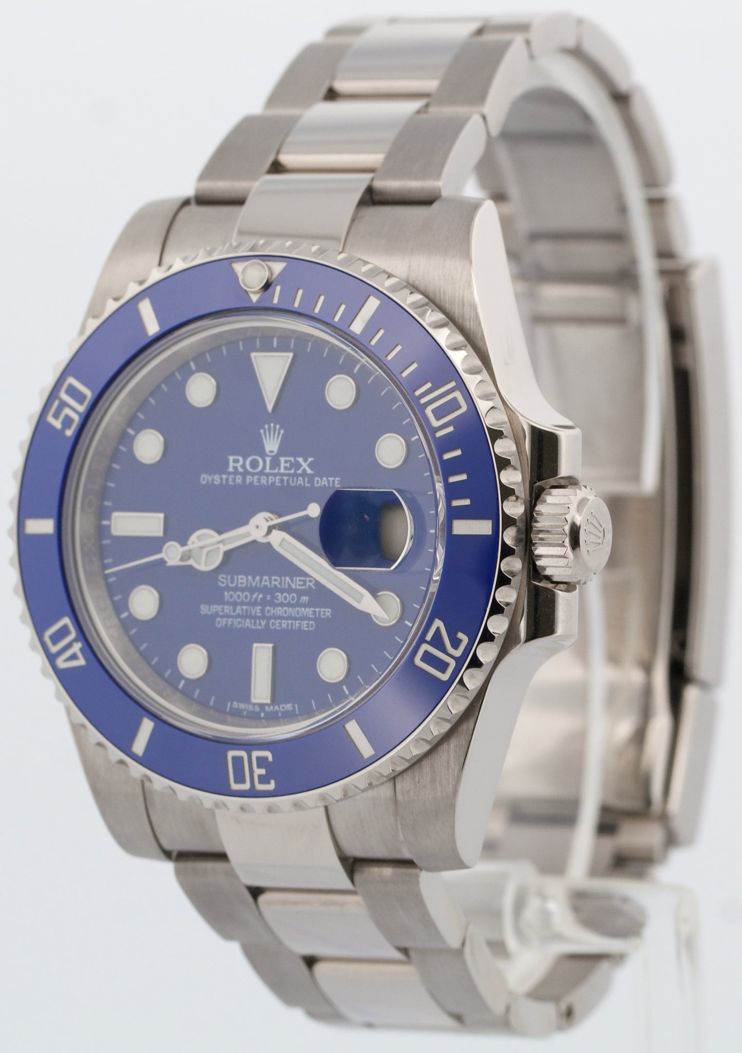 PAPERS Rolex Submariner 40mm 18K White Gold SMURF Blue Ceramic 116619 LB BOX