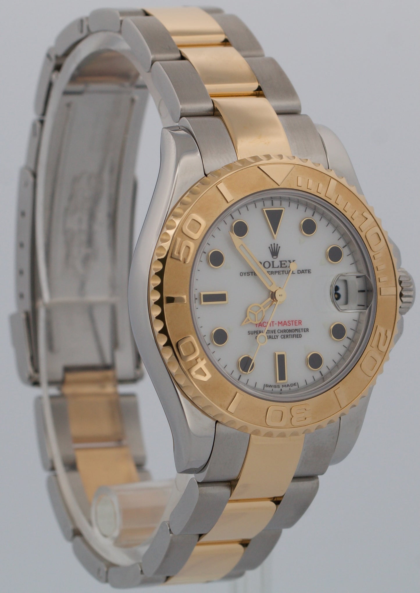 2012 Rolex Yacht-Master WHITE 18K Yellow Gold Stainless 35mm Two-Tone 168623 BOX